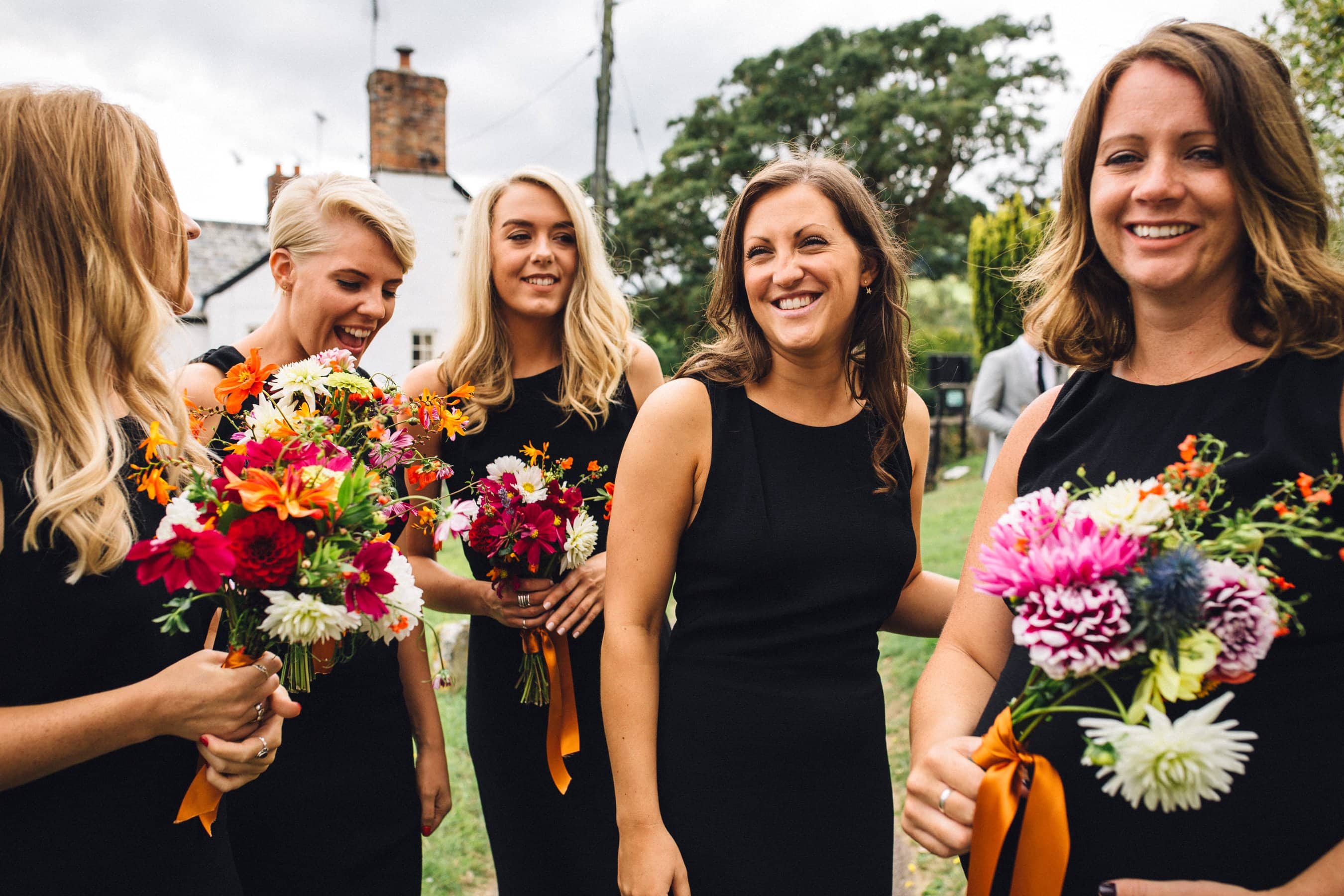 bridesmaids in black