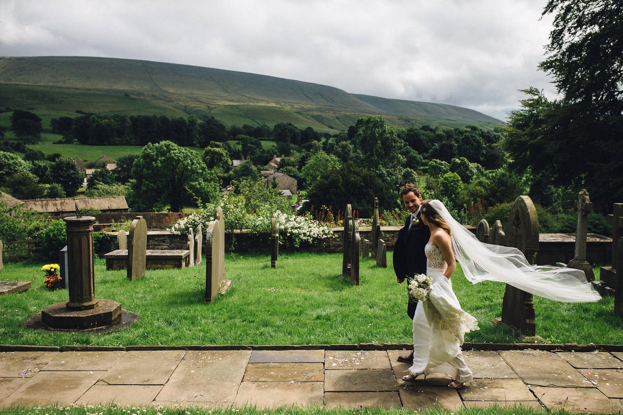 bride veil in wind Lancashire 