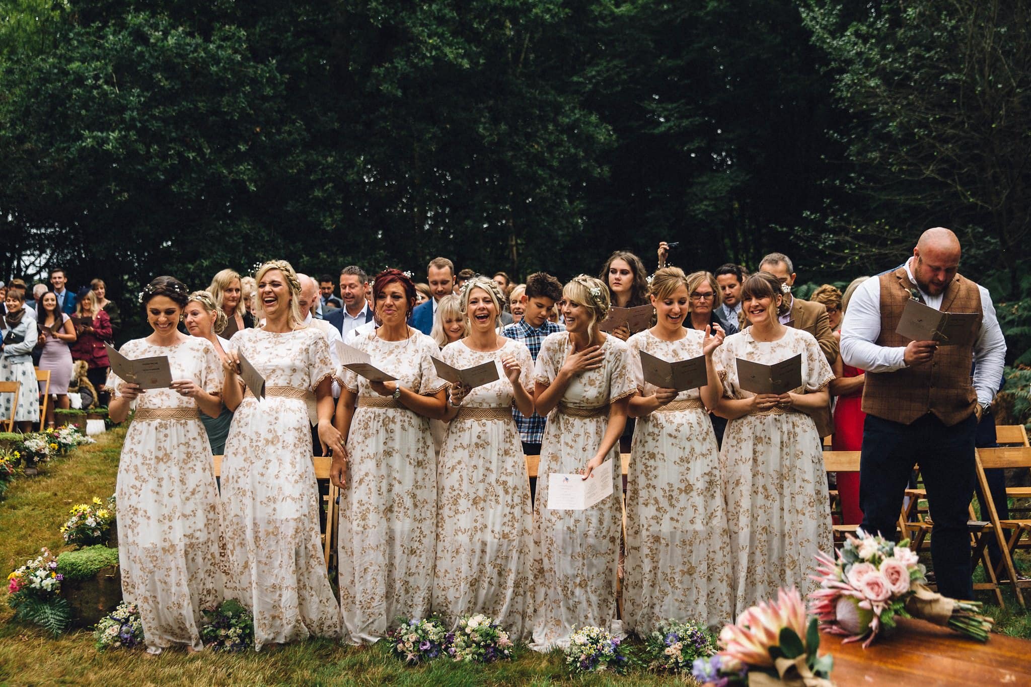 bridesmaids laughing