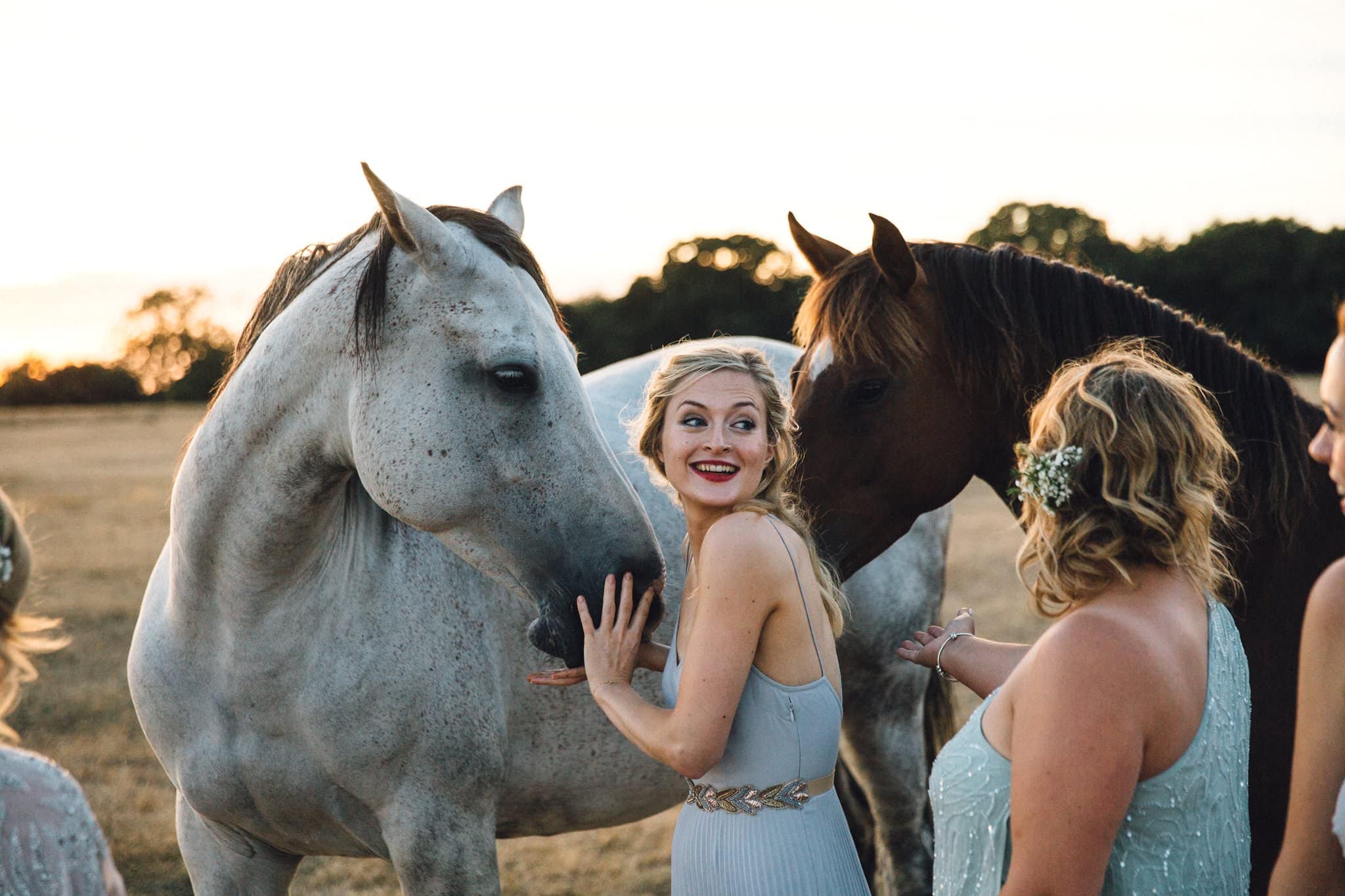 bridesmaids in blue