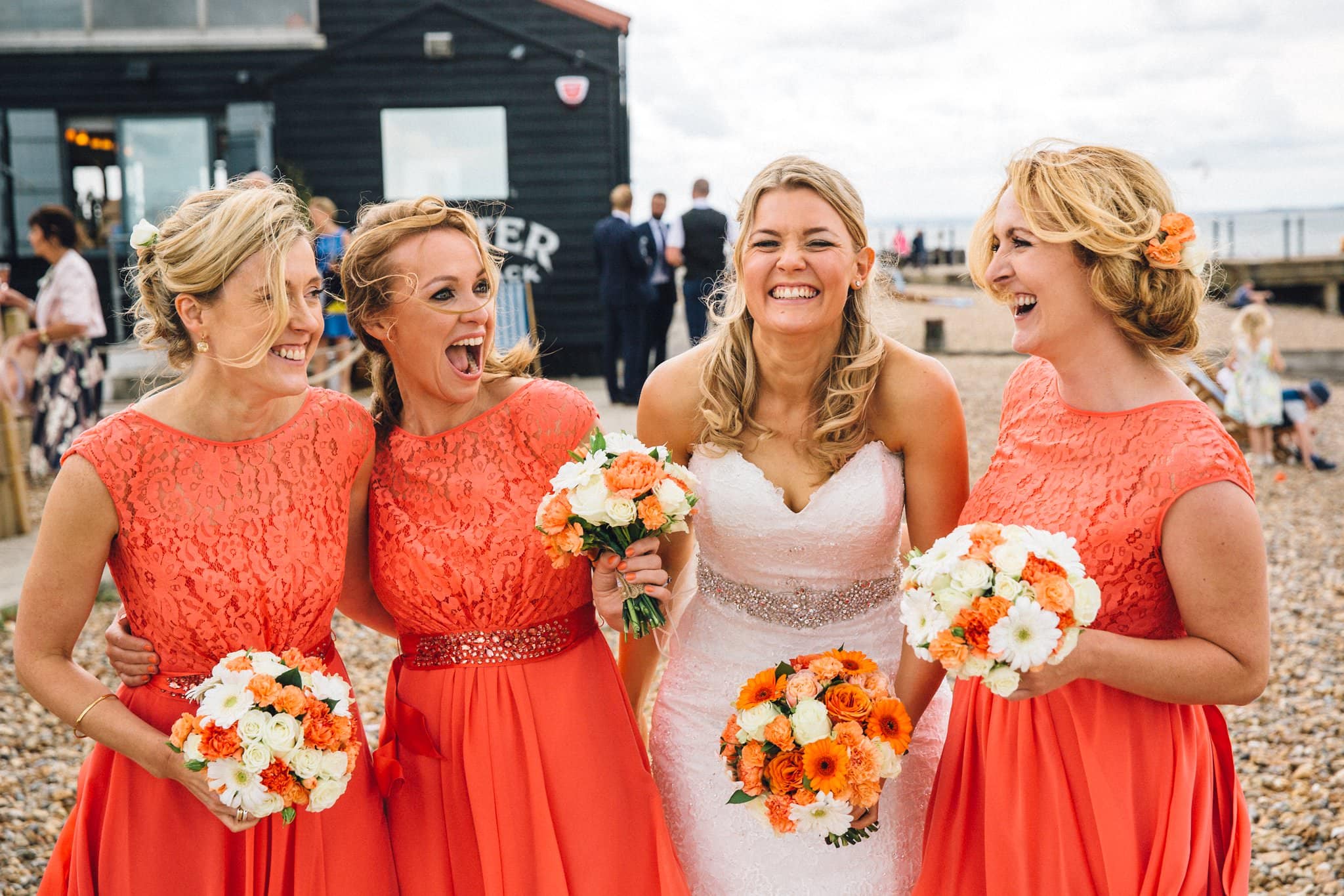 coral bridesmaids