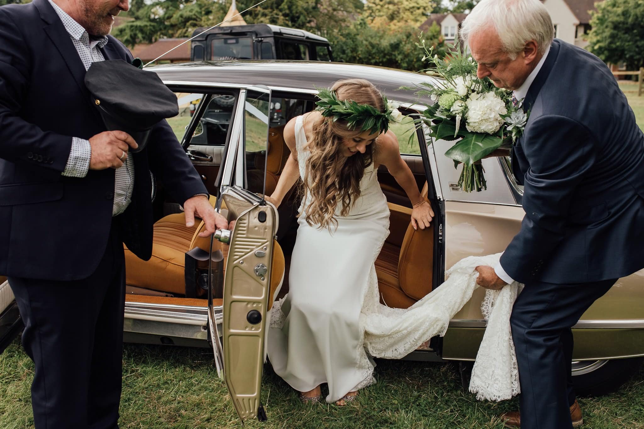 boho bride with flowers in her hair