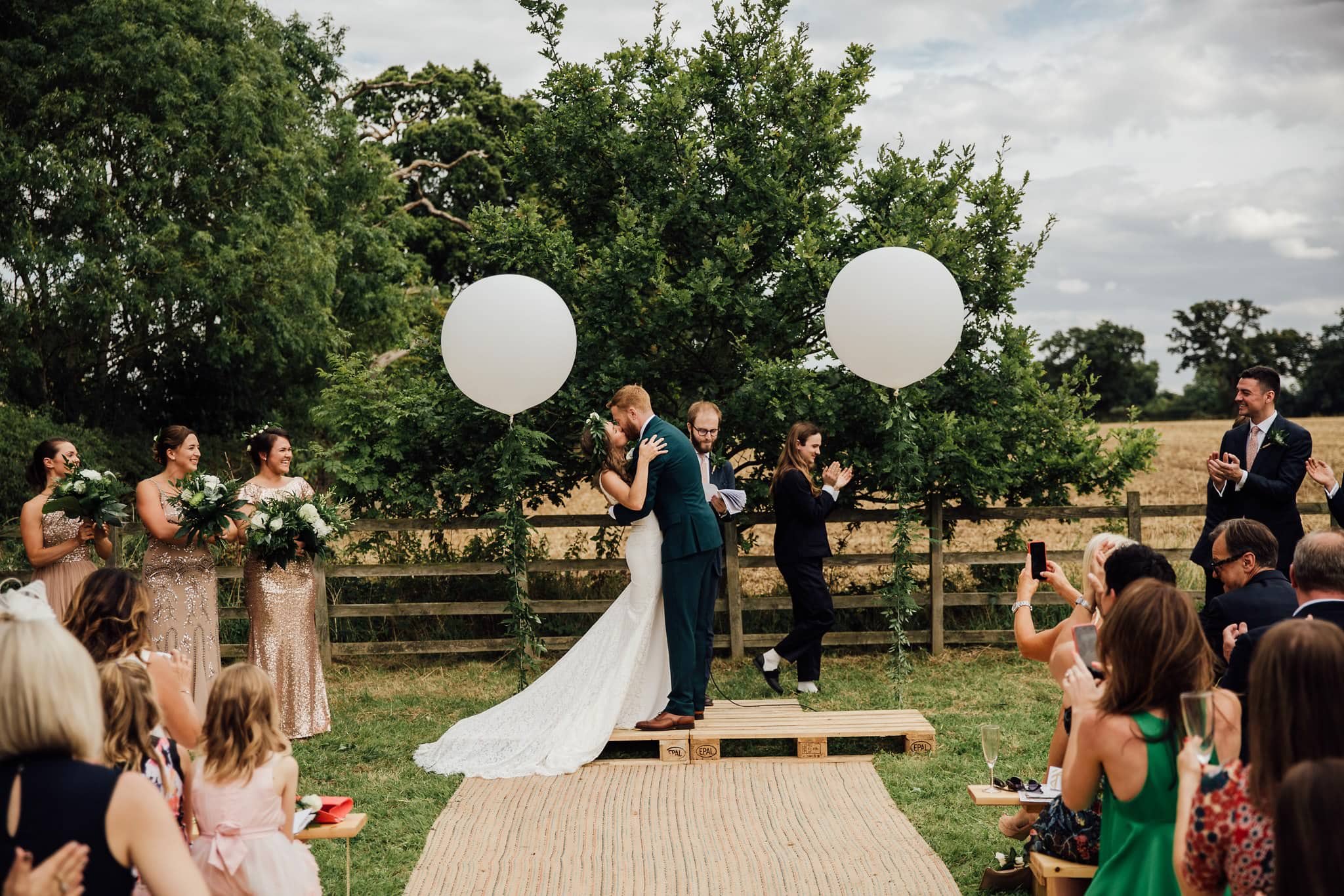 bride and groom's first kiss 