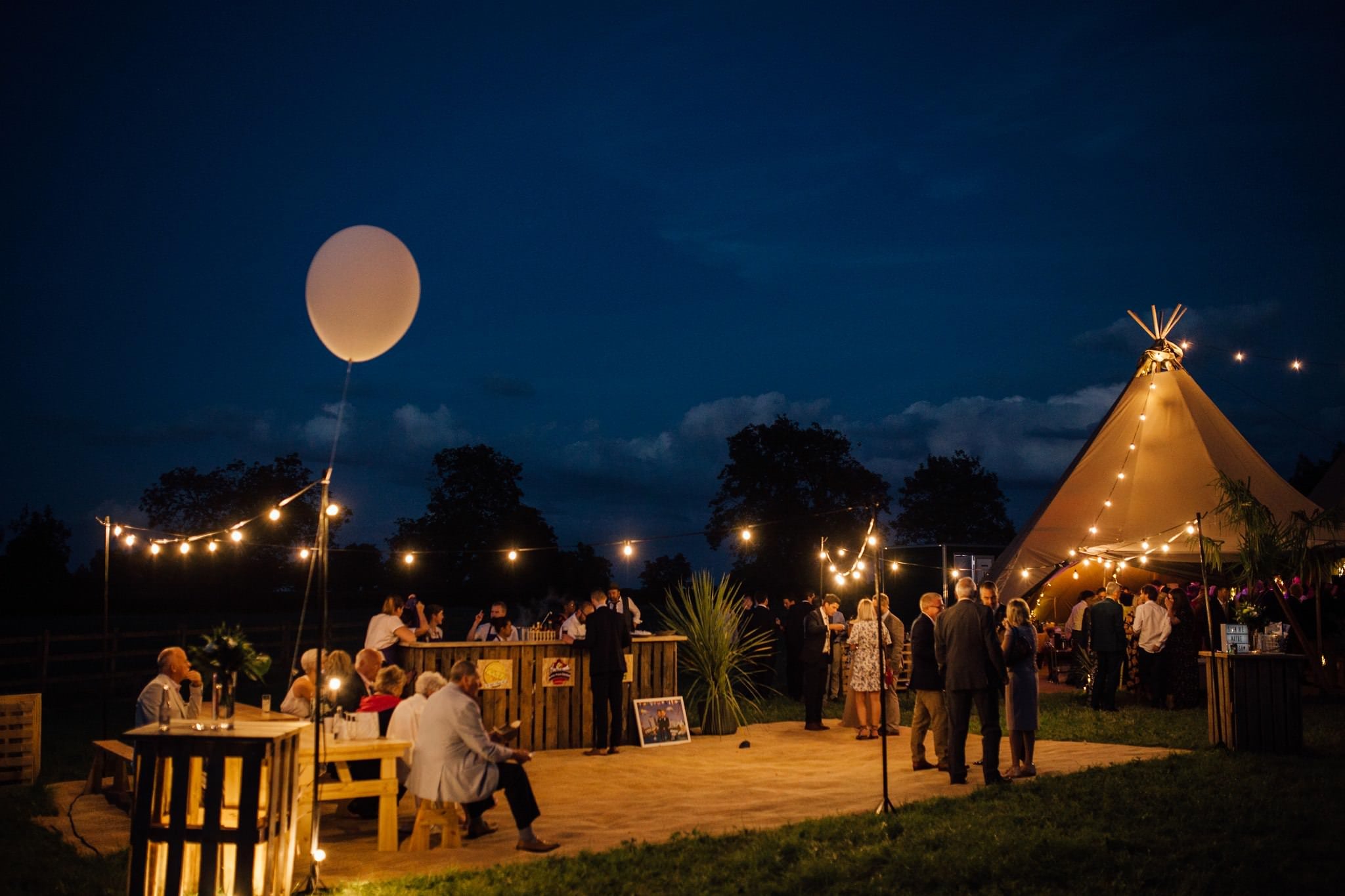 festoon lights around tipi