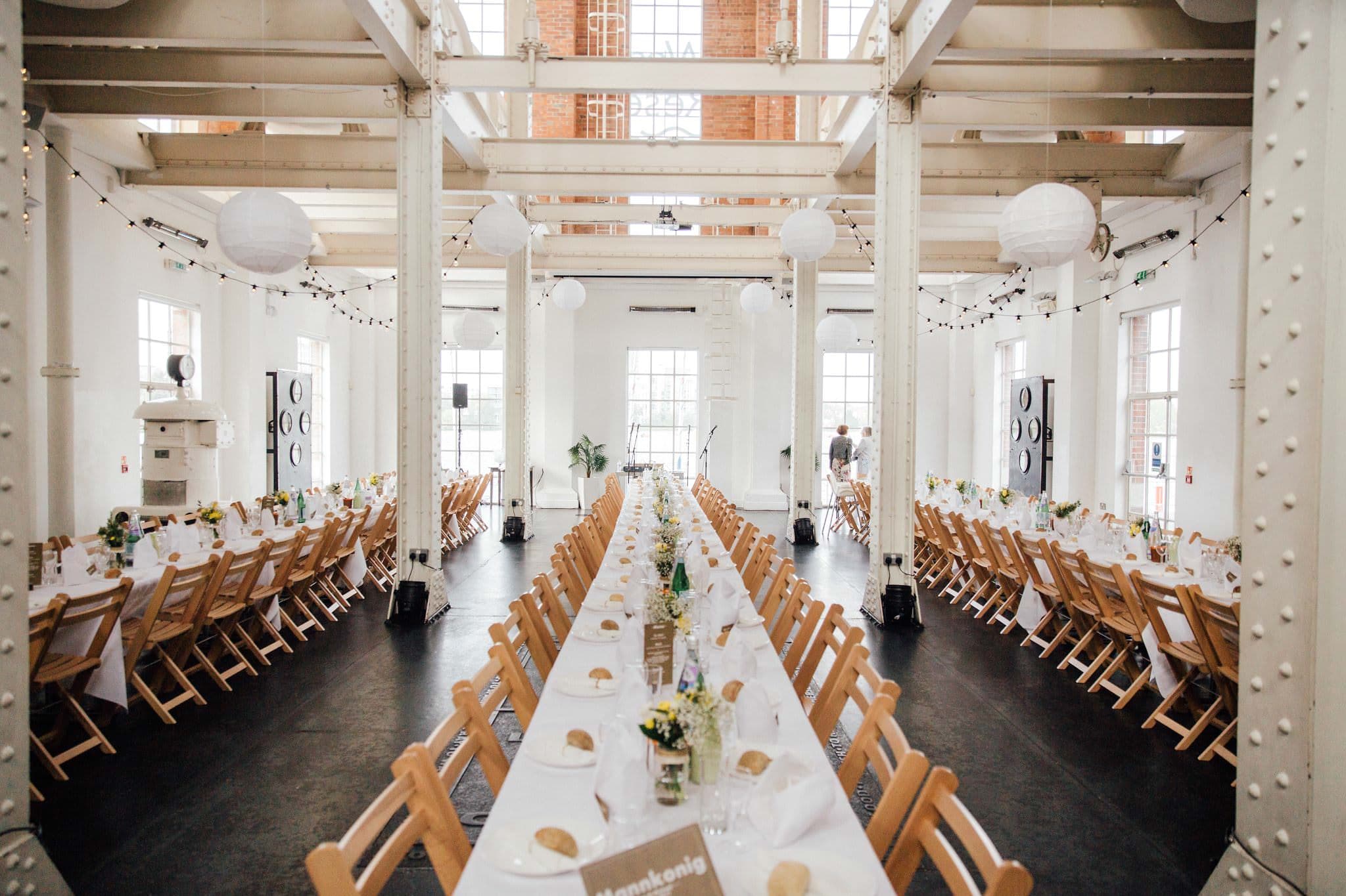 west reservoir centre wedding long tables