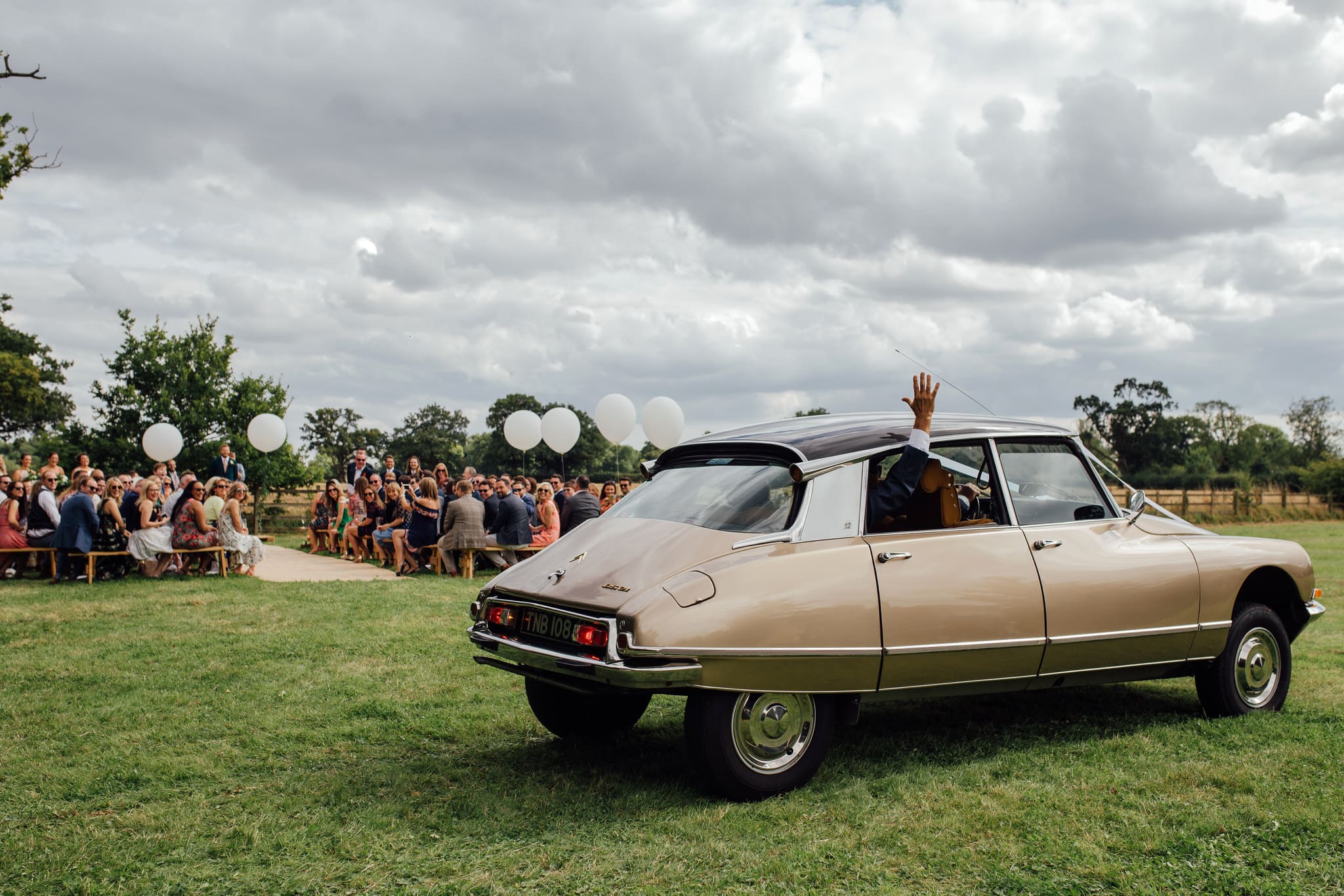 bride arrival outdoor ceremony