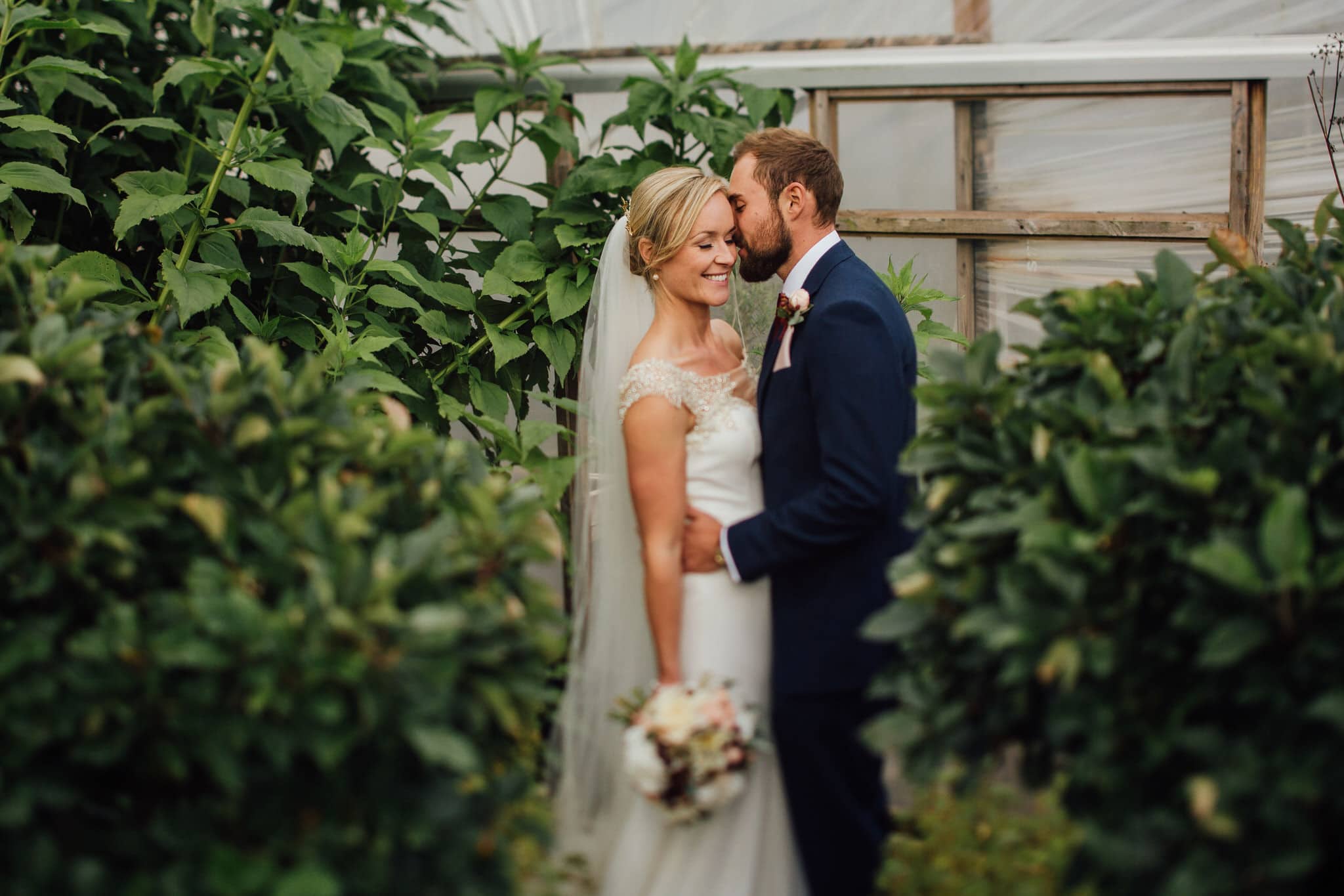 leaves wedding portrait