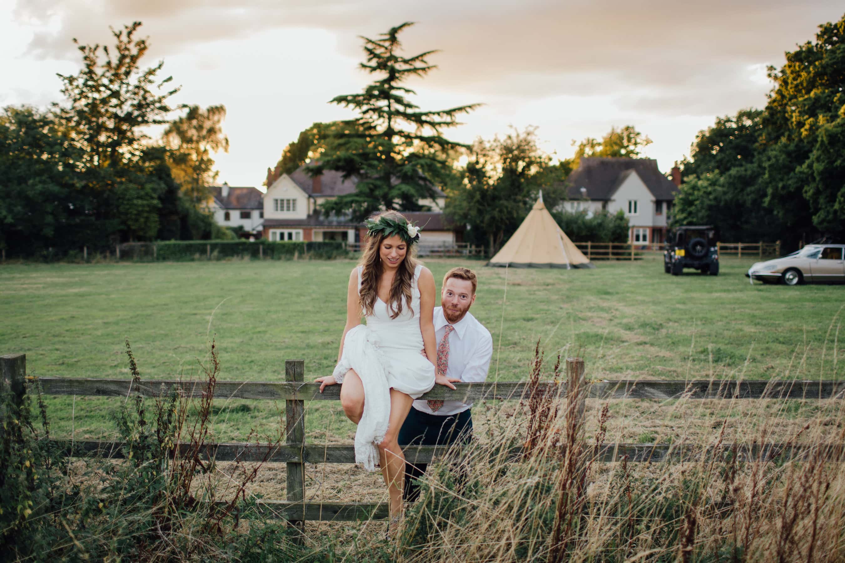 bride jumping fence