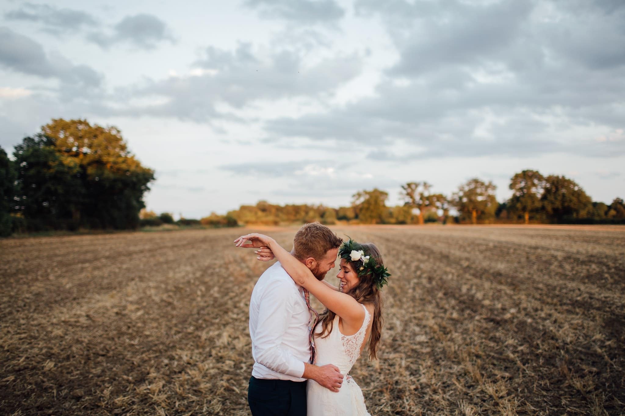 bride groom in field festival