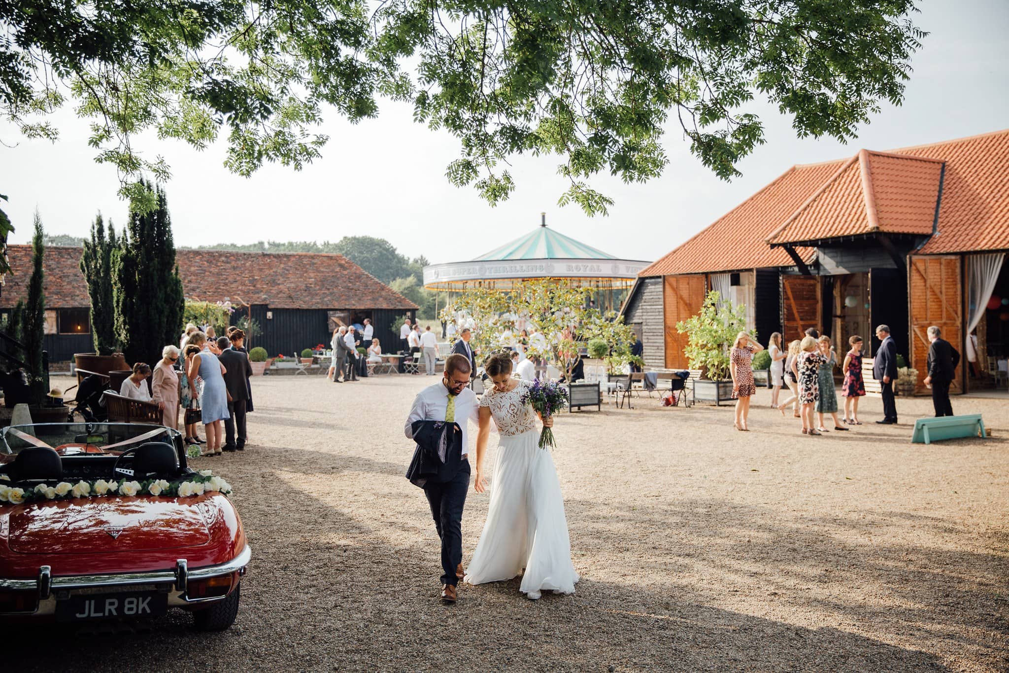 bride groom walking preston court