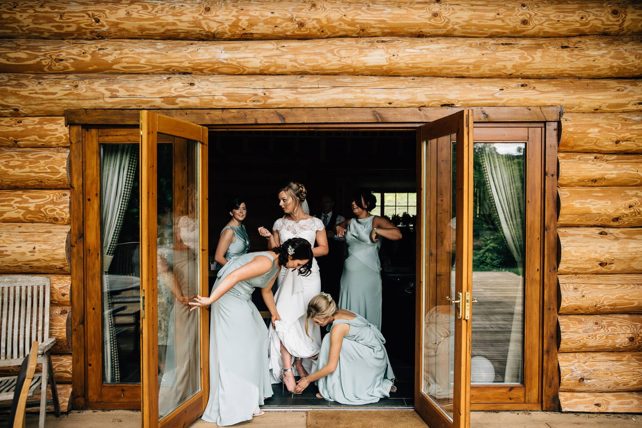 bride and bridesmaids in ghost dresses