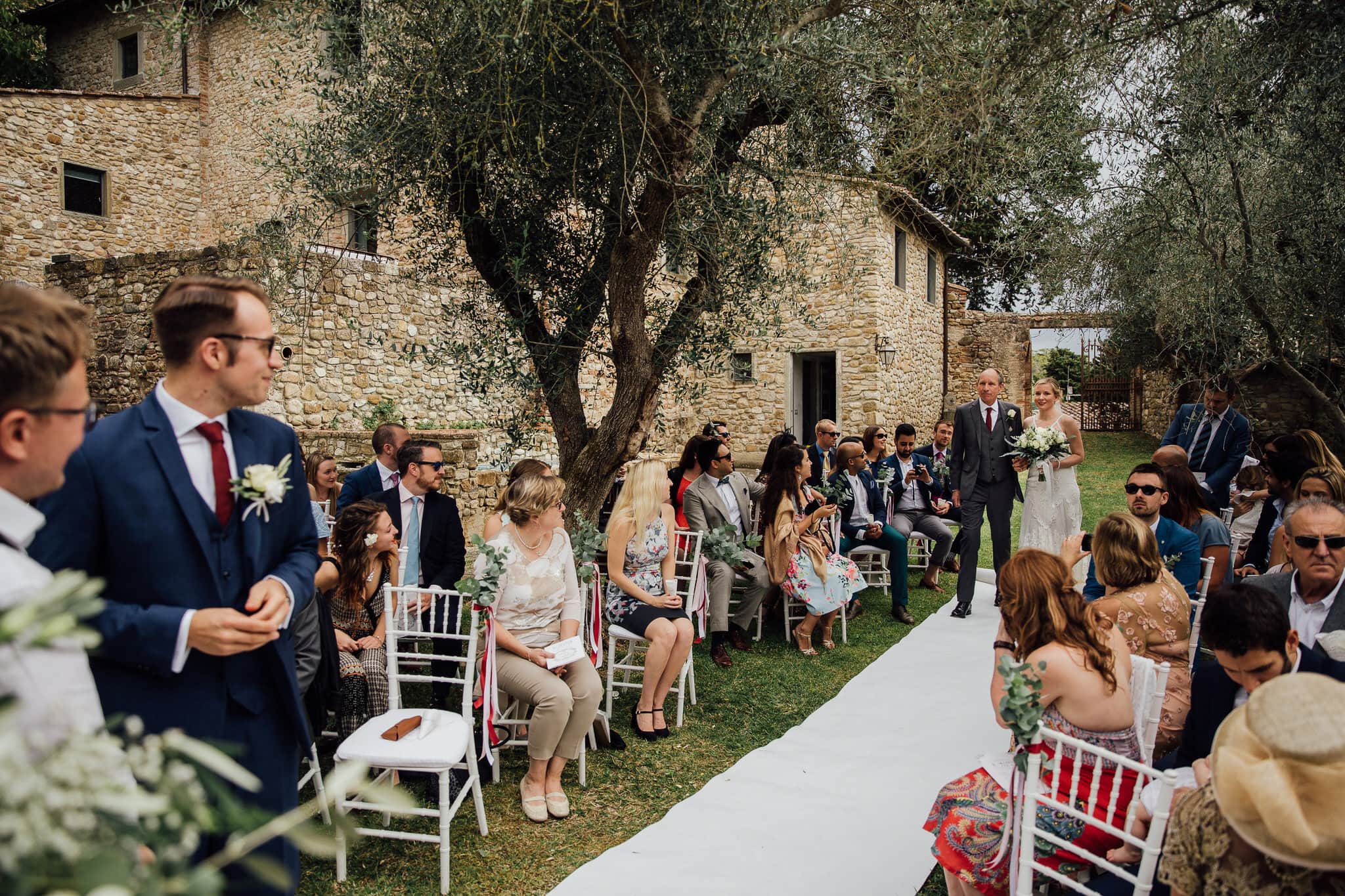 Bride's entrance outdoor ceremony Italy