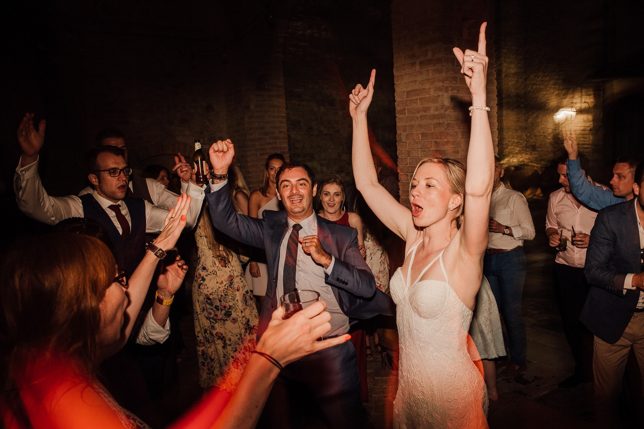 crowd go wild at Italian wedding