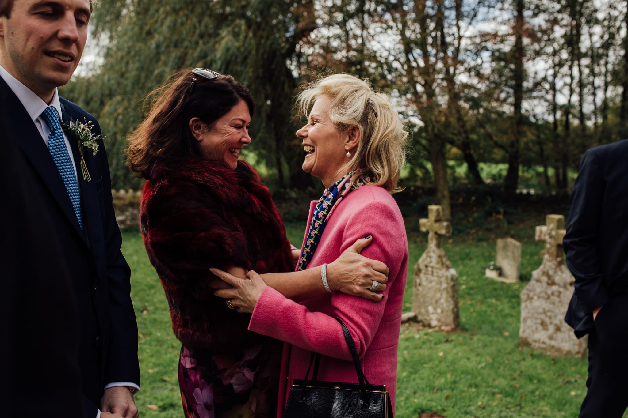 fun moment as guests greet each other for Dewsall Court ceremony