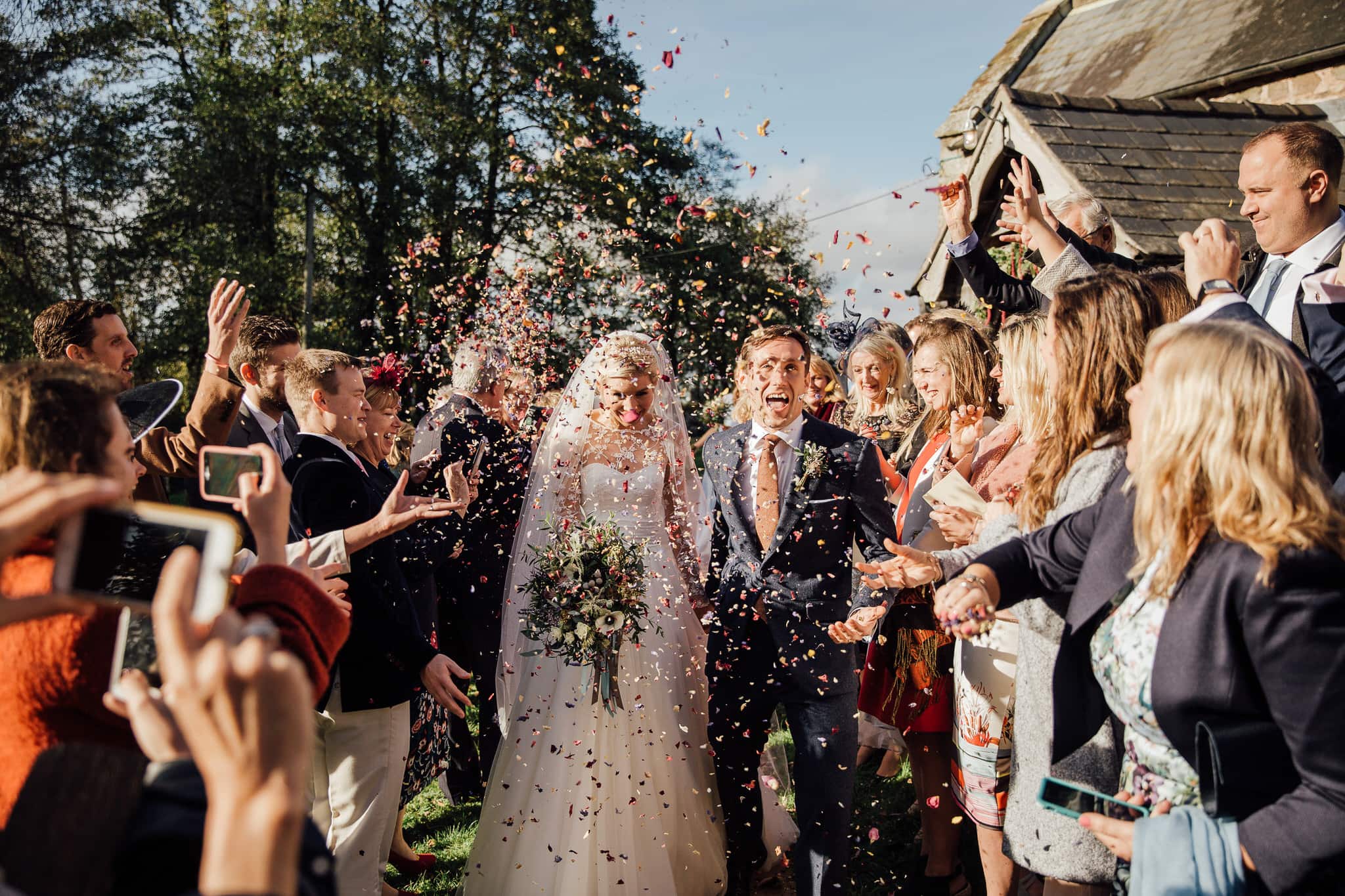 confetti tunnel at Dewsall Court