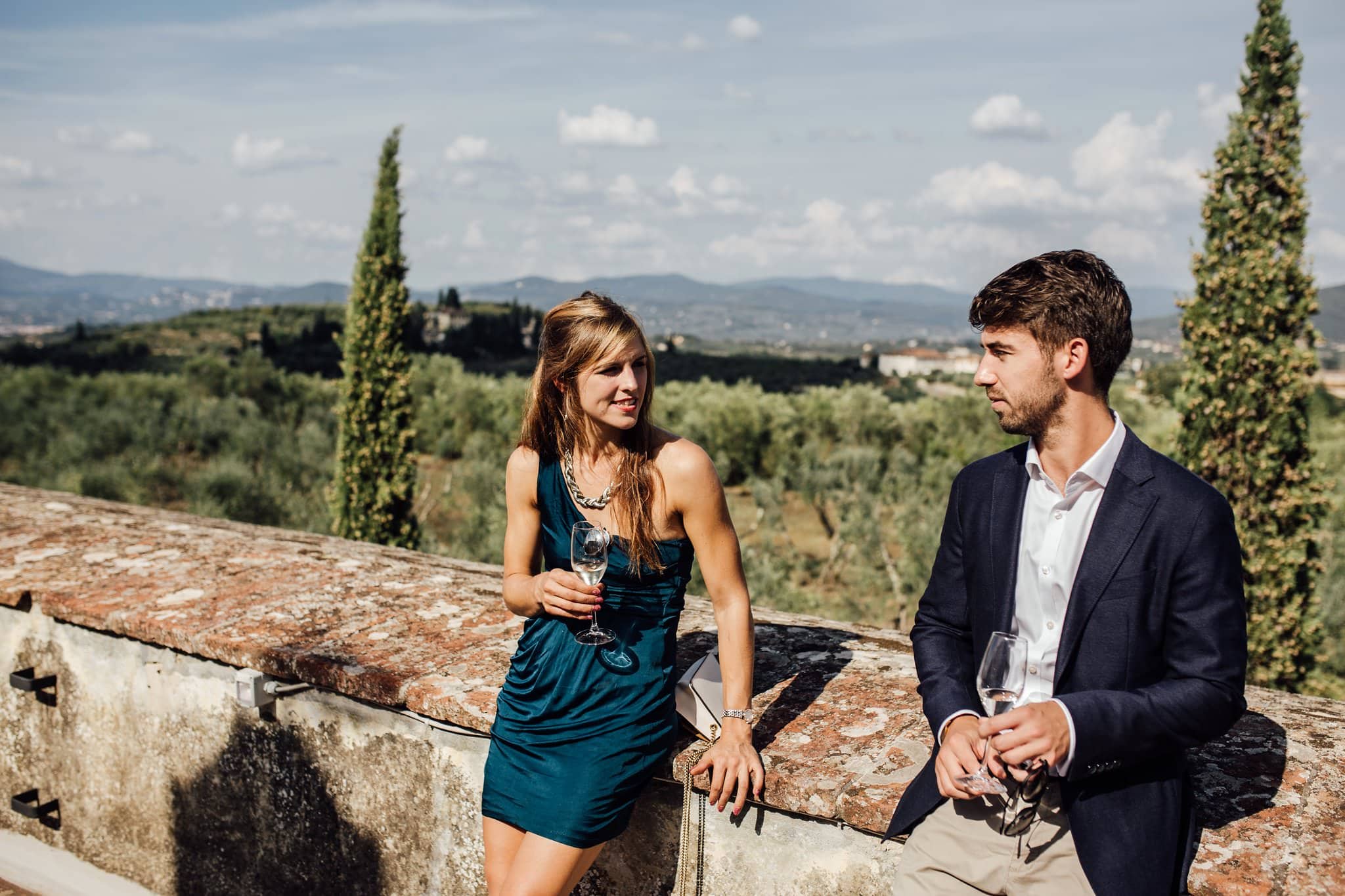 photograph of wedding guests at Italian wedding venue