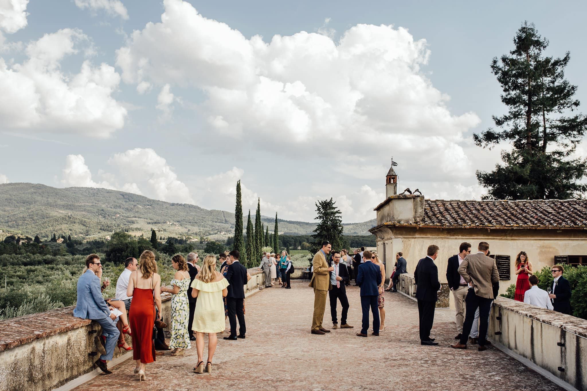 rooftop terrace pre-ceremony drinks in Florence