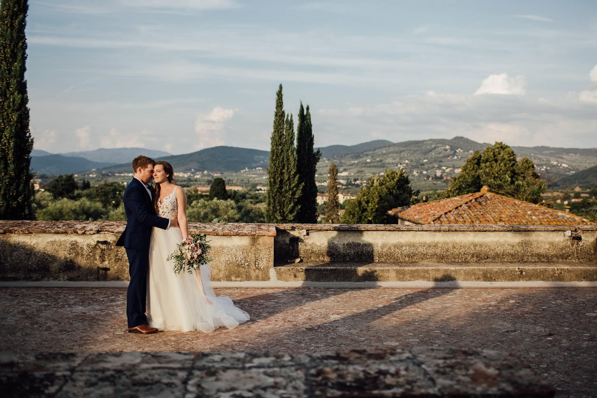 portrait of bride and groom at Villa Medicea di Lilliano