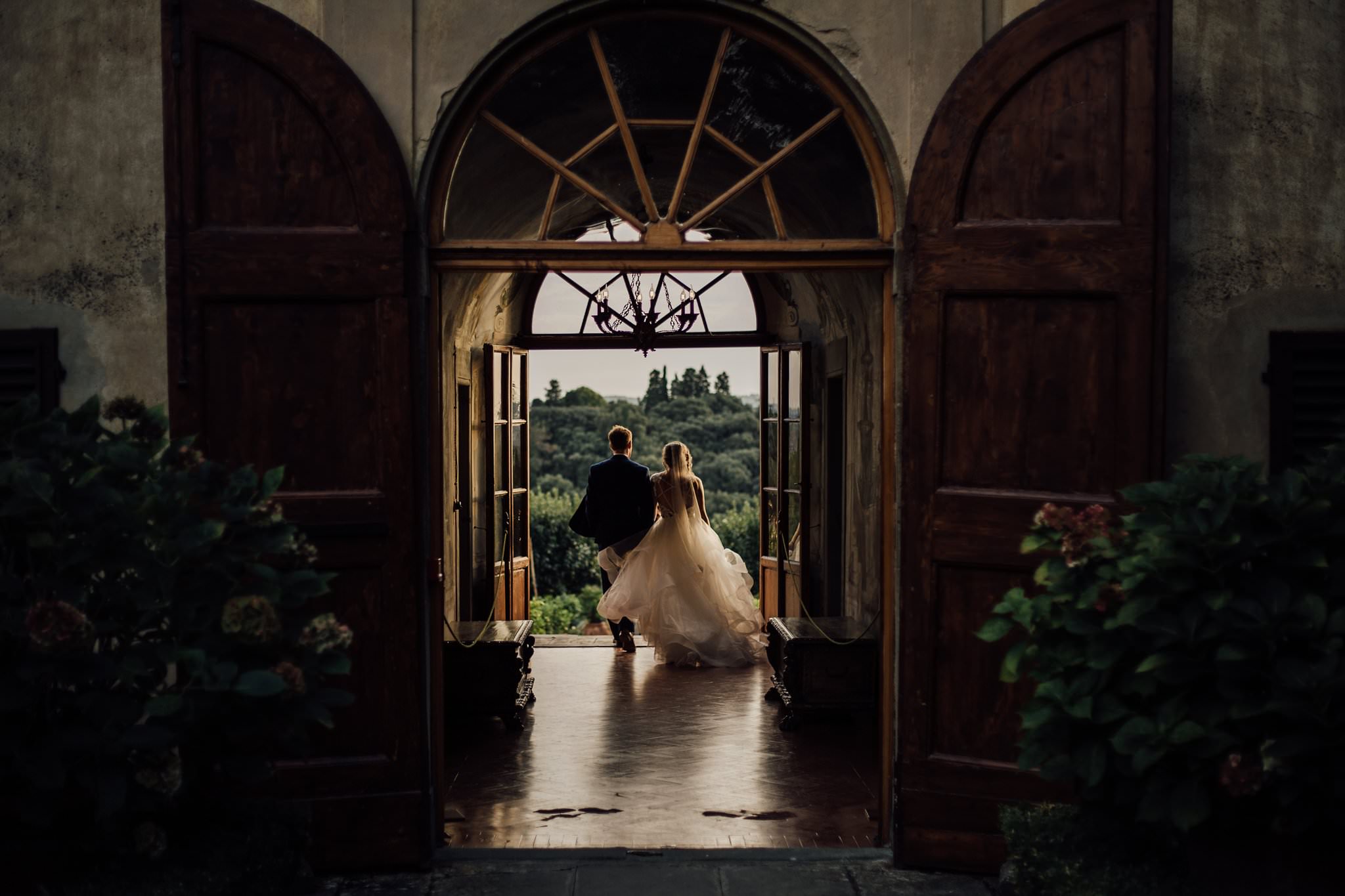 bride's tulle skirt caught in the sunlight