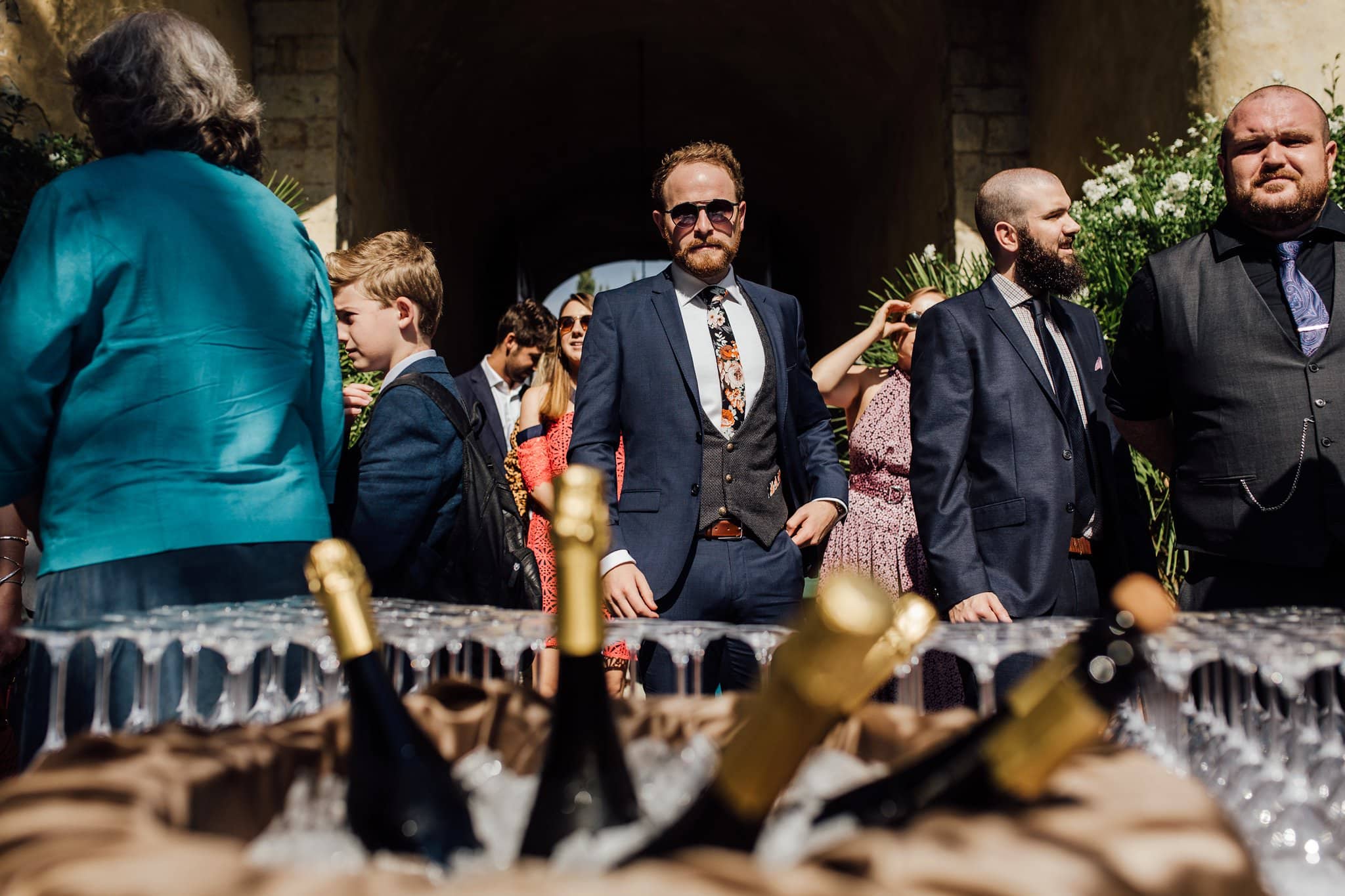 champagne wedding reception at vineyard in Italy