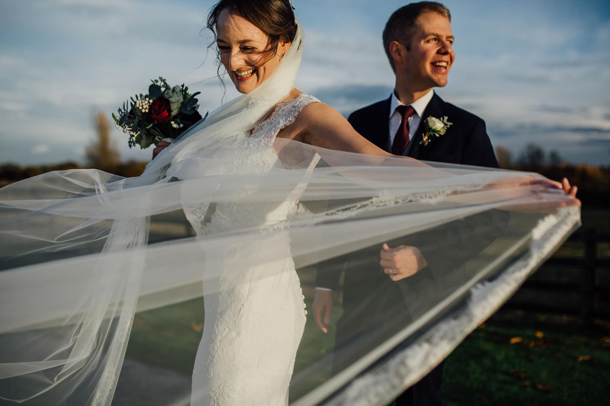 beautiful veil blowing in the wind