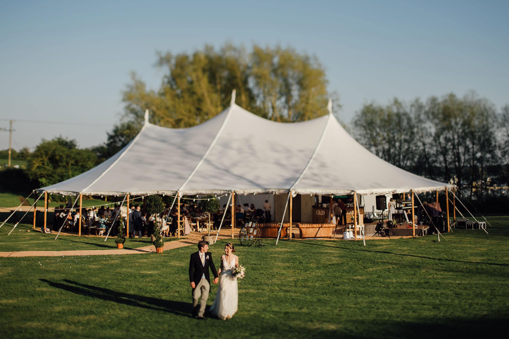 pole marquee back garden wedding