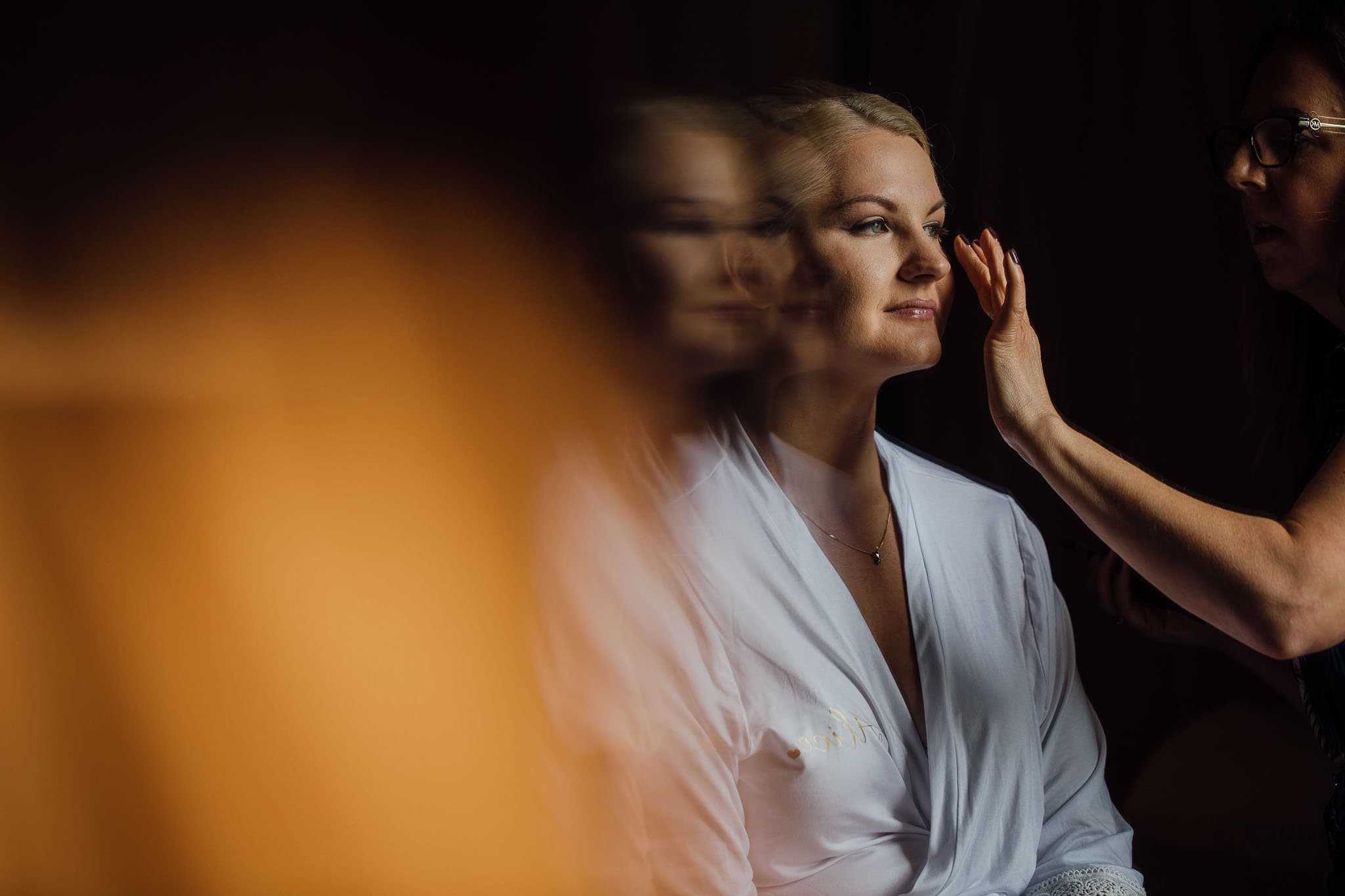 reflection of bridal makeup