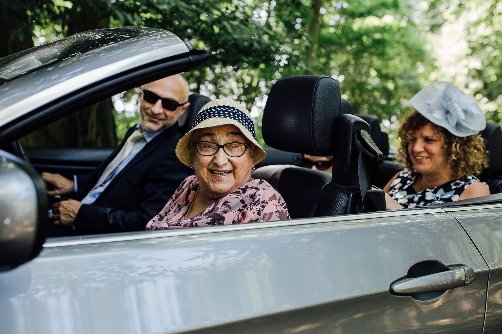 happy grandma arriving at wedding