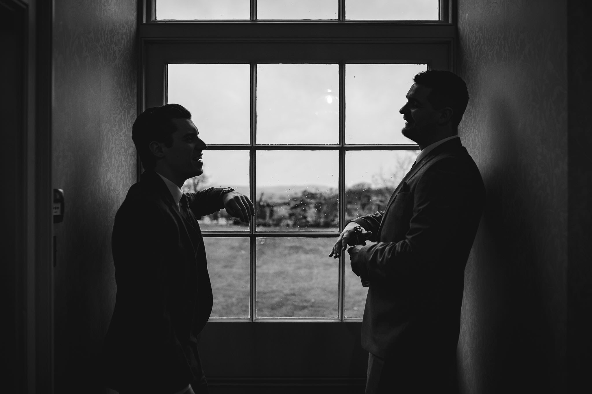 silhouette of wedding guests