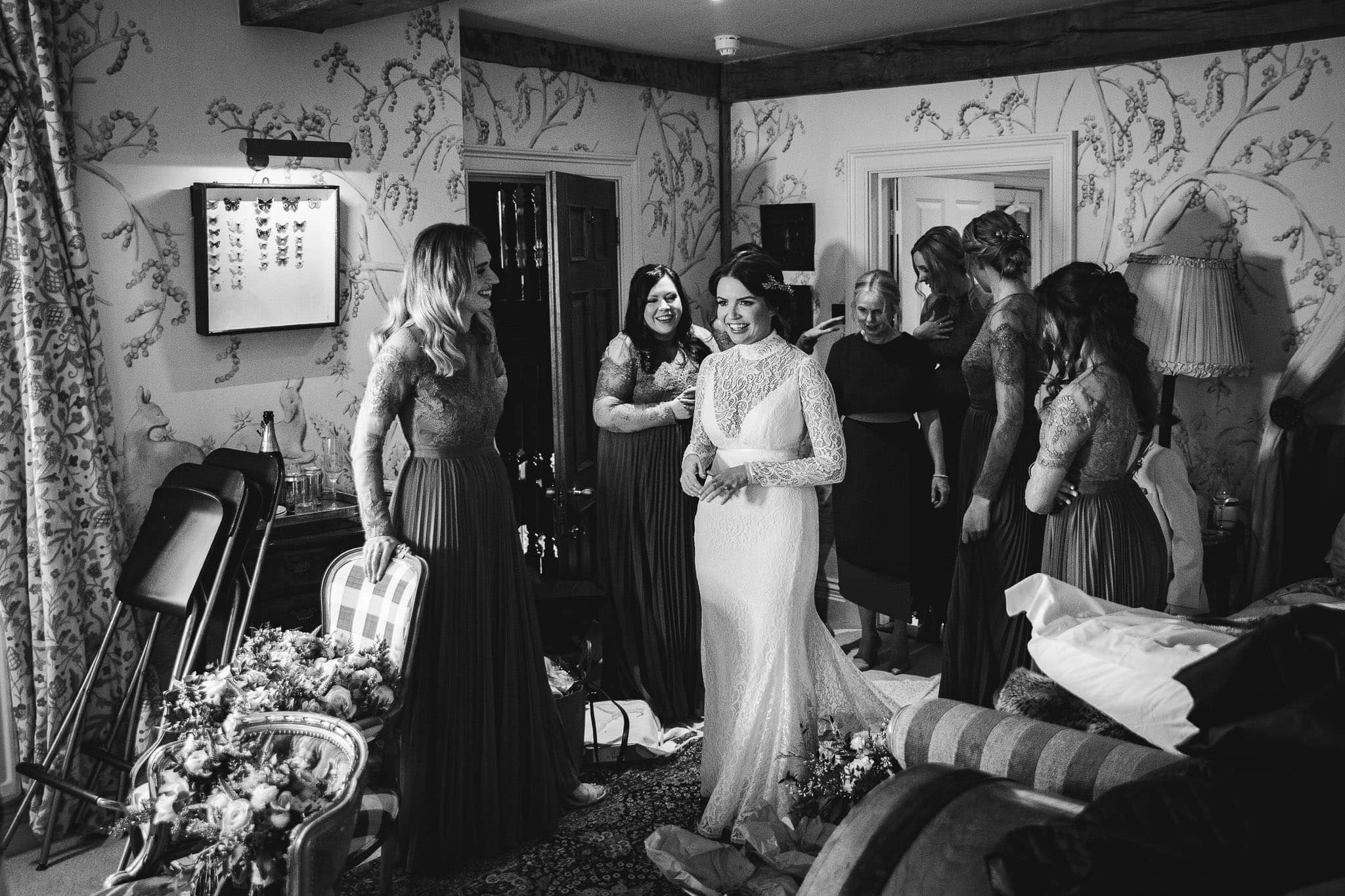 bridal prep at Dewsall Court