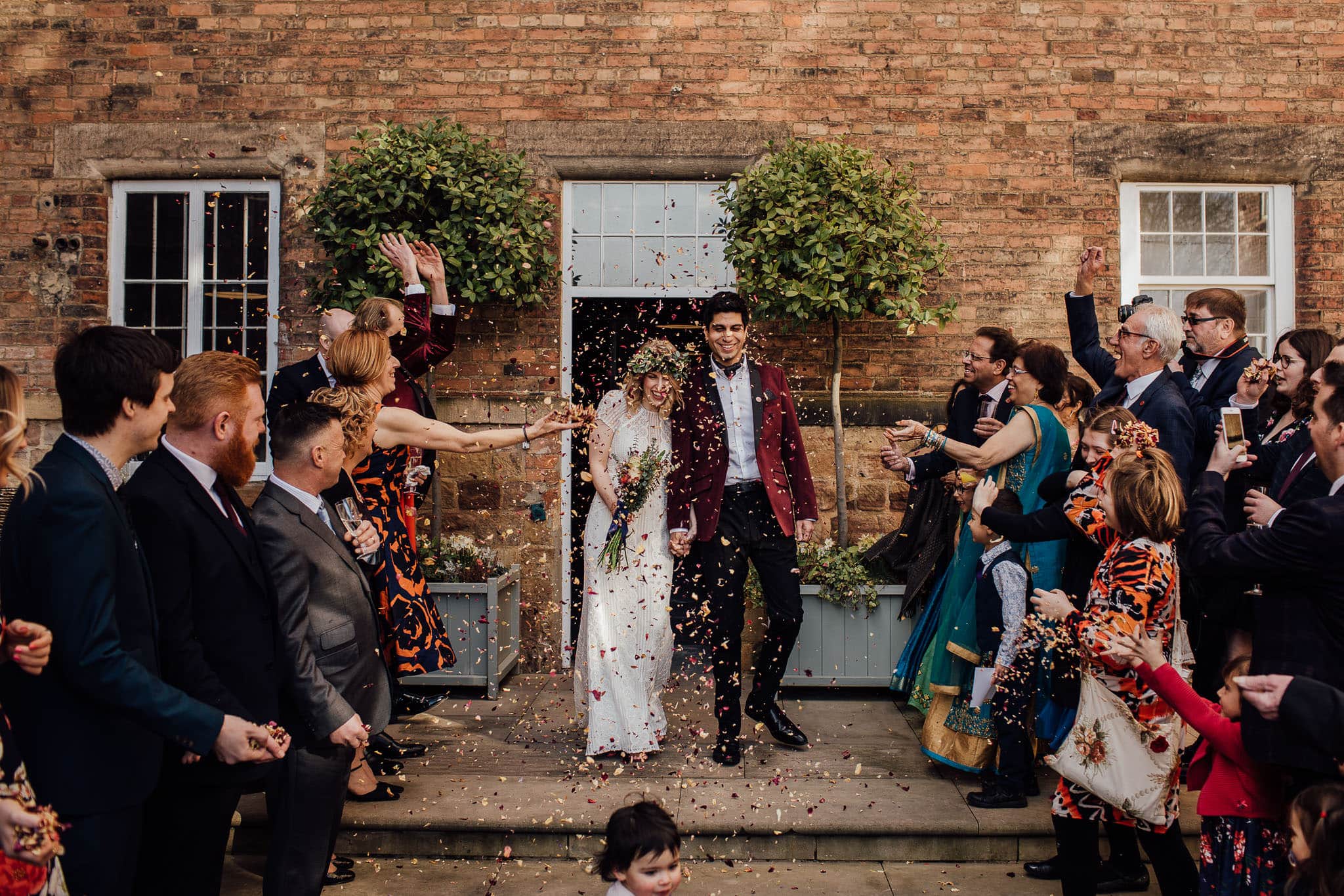 confetti in the west mill courtyard