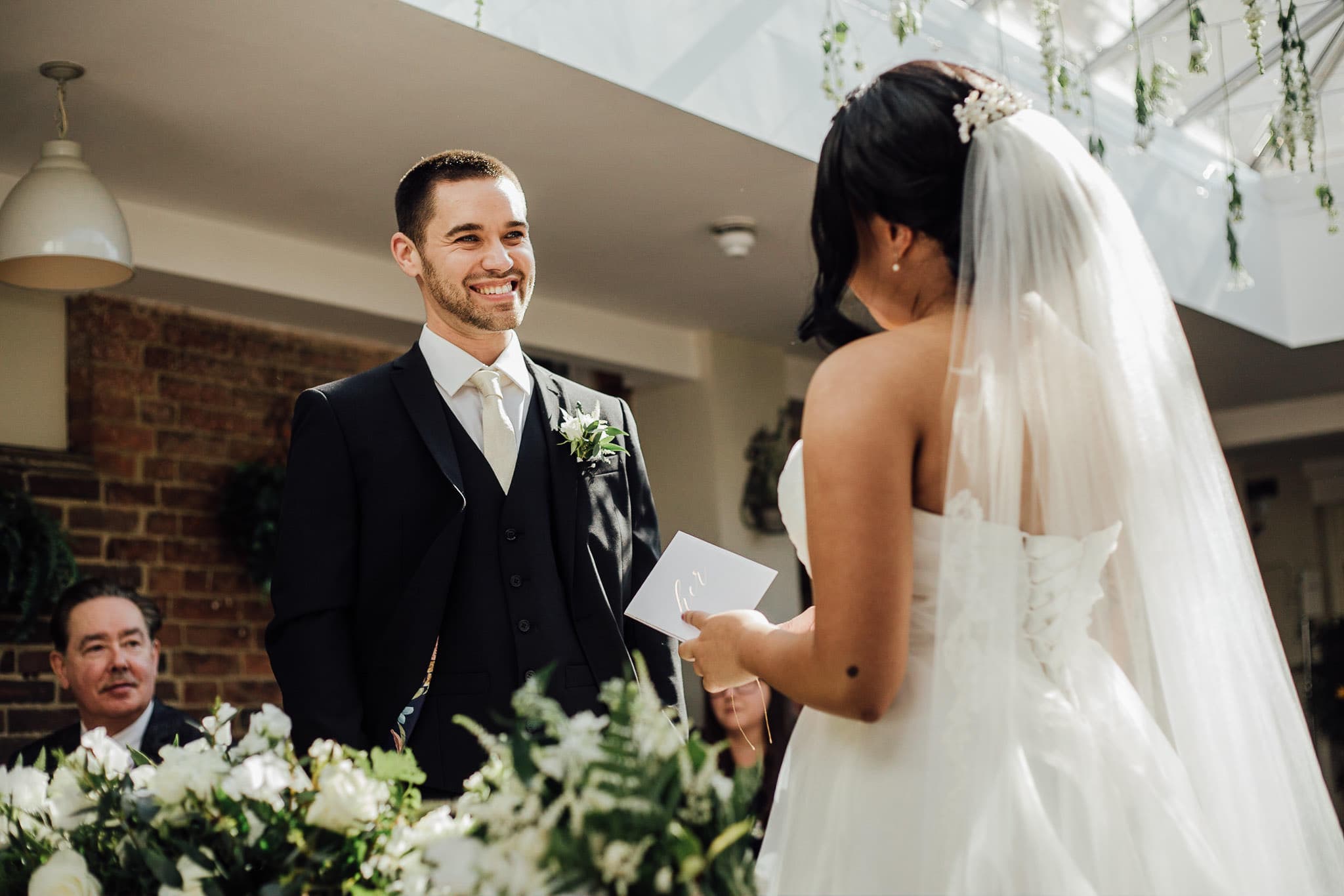 happy groom during the ceremony