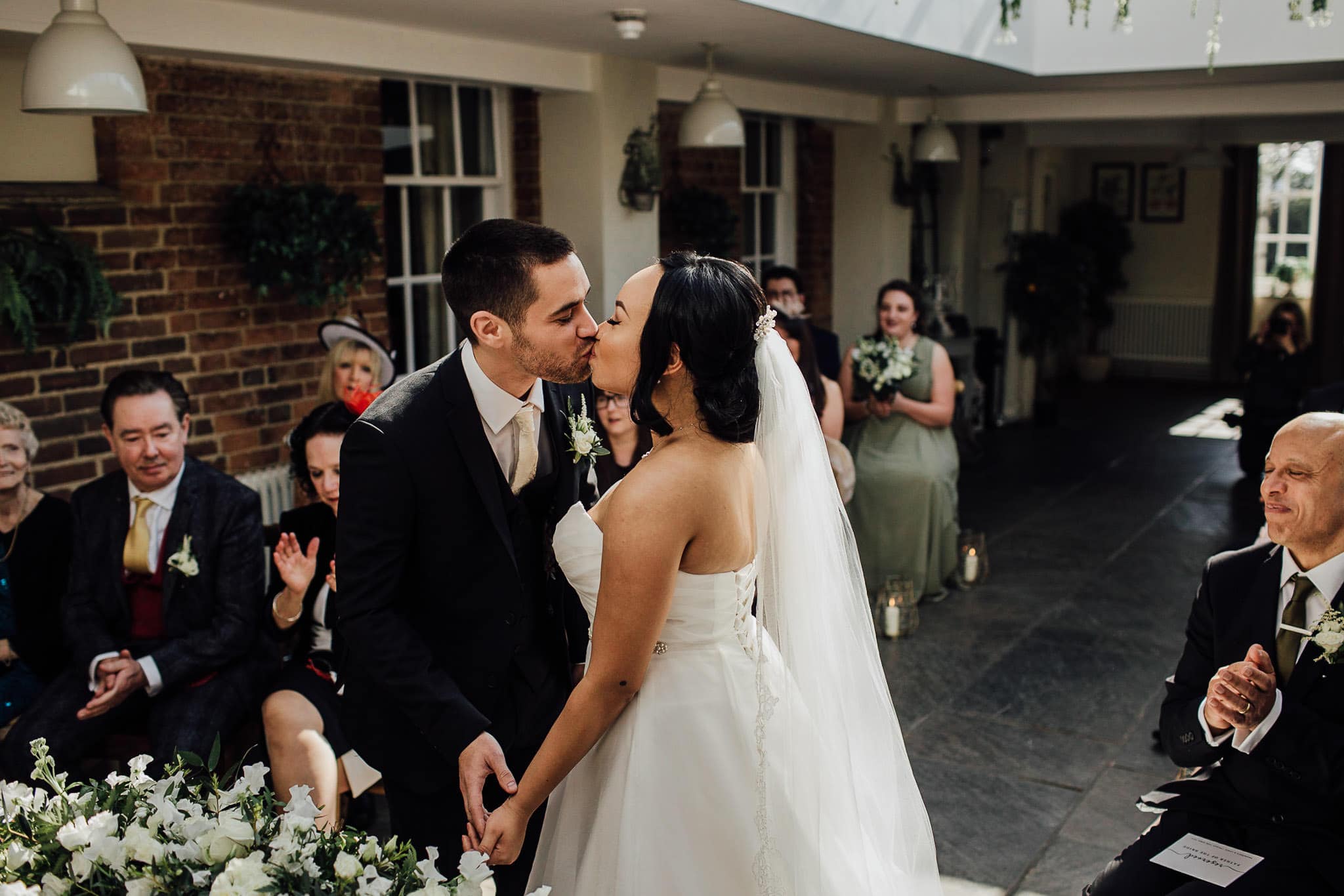 first kiss bride and groom