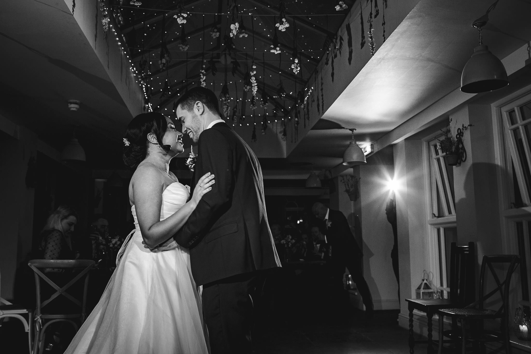 black and white image of first dance