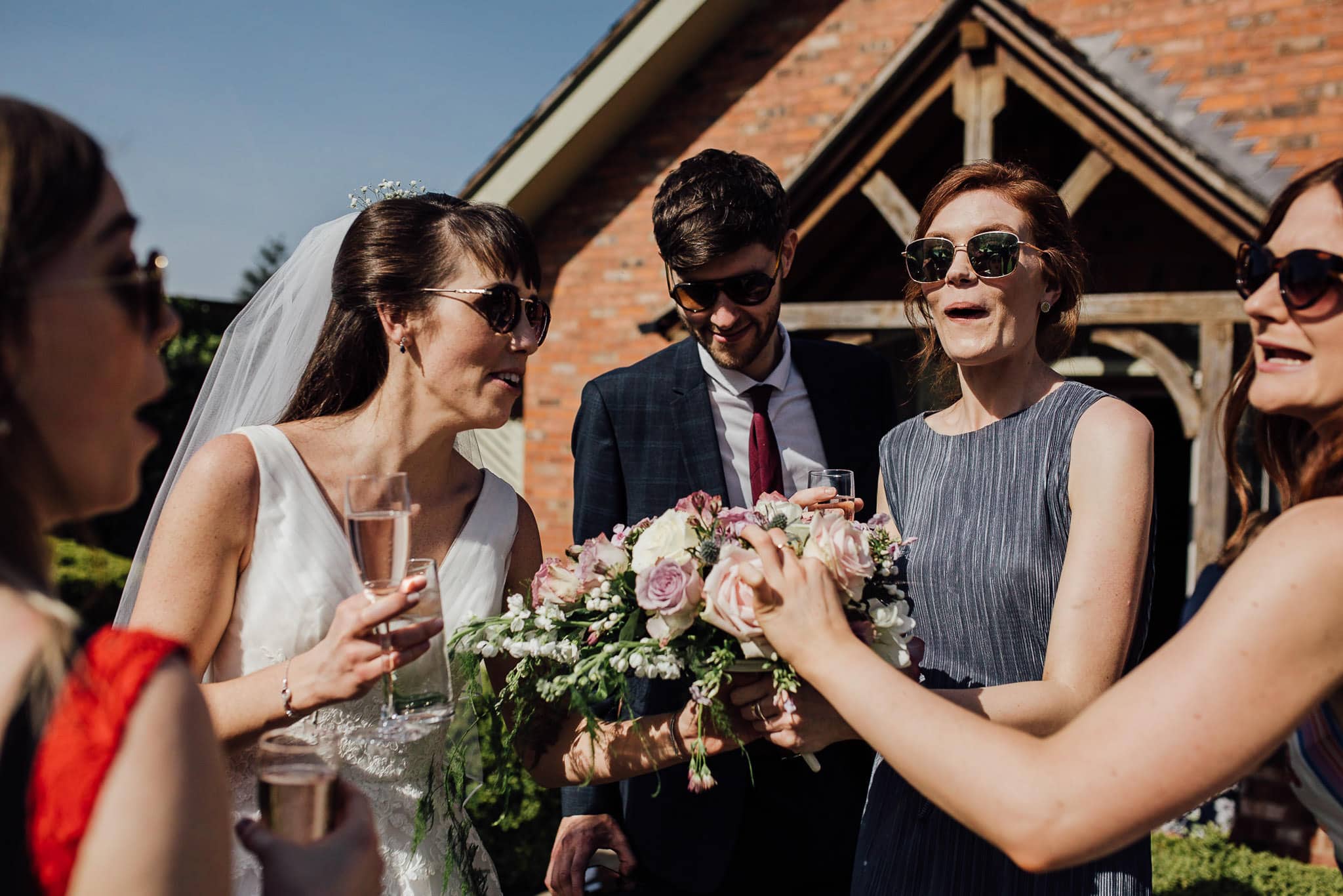 bride and friends having fun