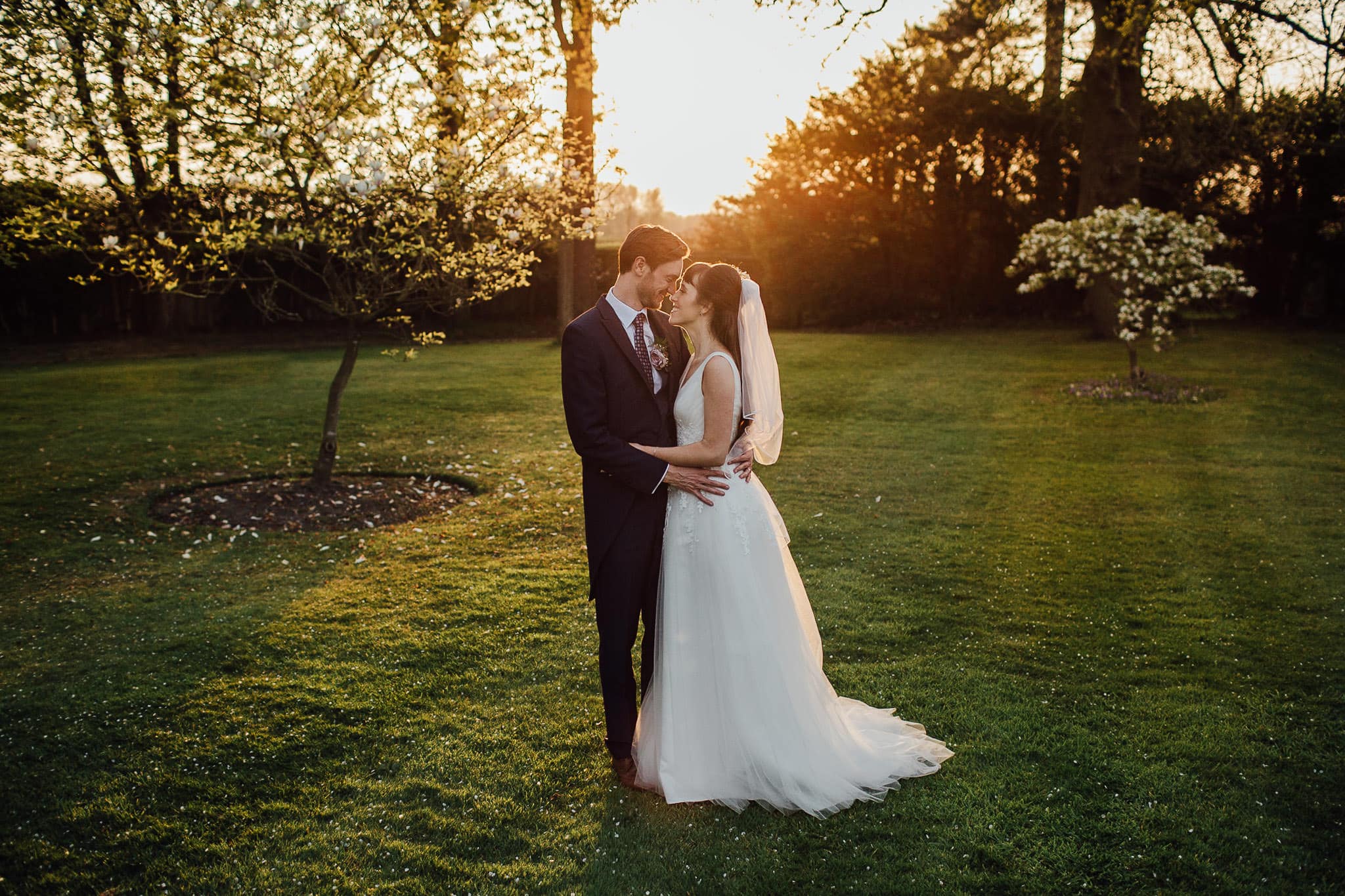 beautiful sunset portrait at Colshaw Hall wedding