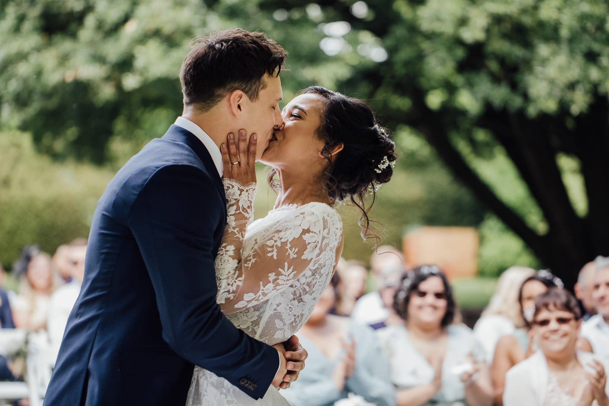 close up of first kiss