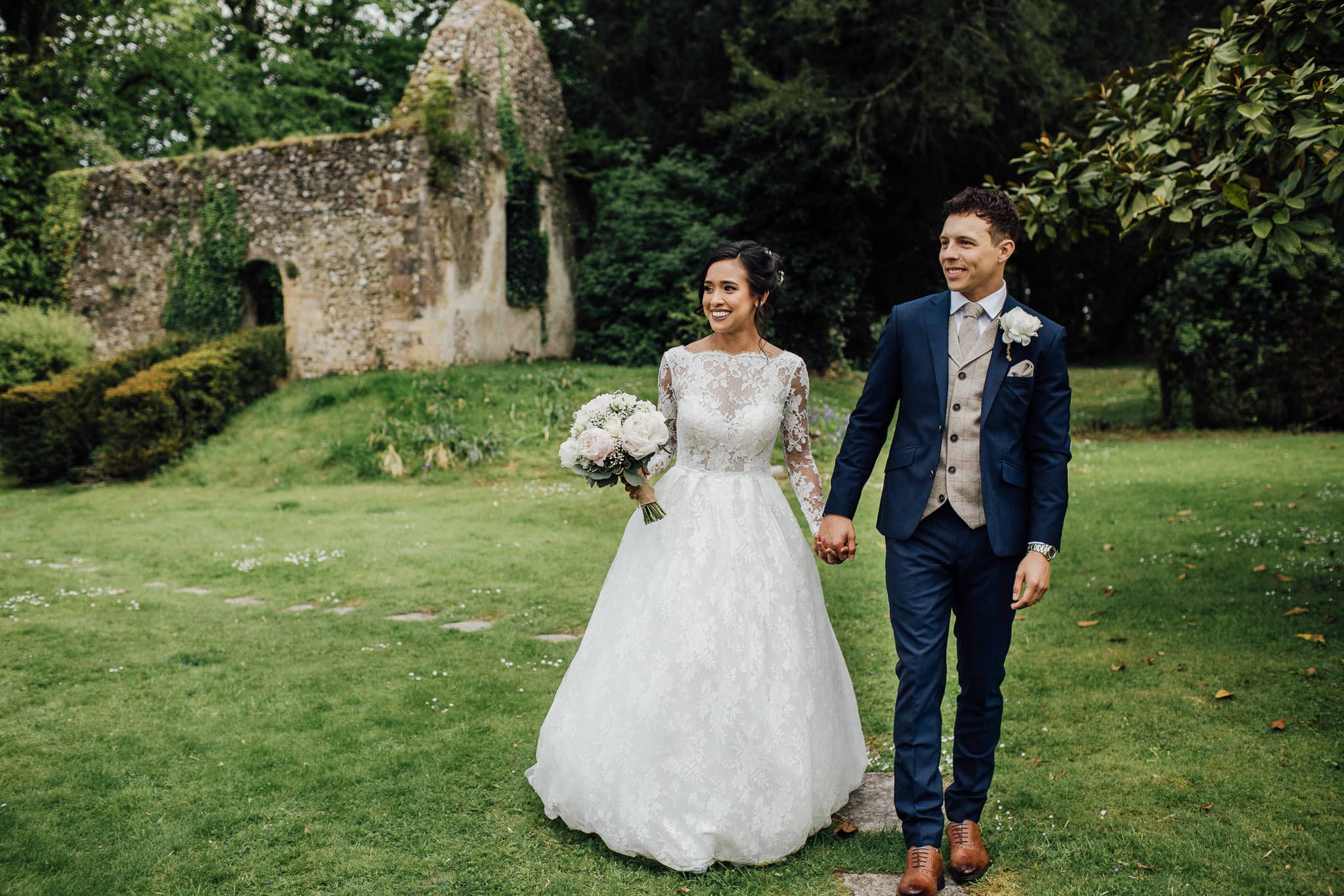 bride and groom at Lainston House wedding