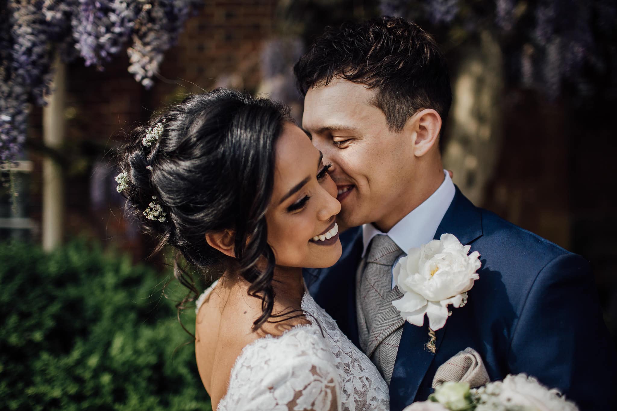 portrait of bride and groom at Lainston House wedding