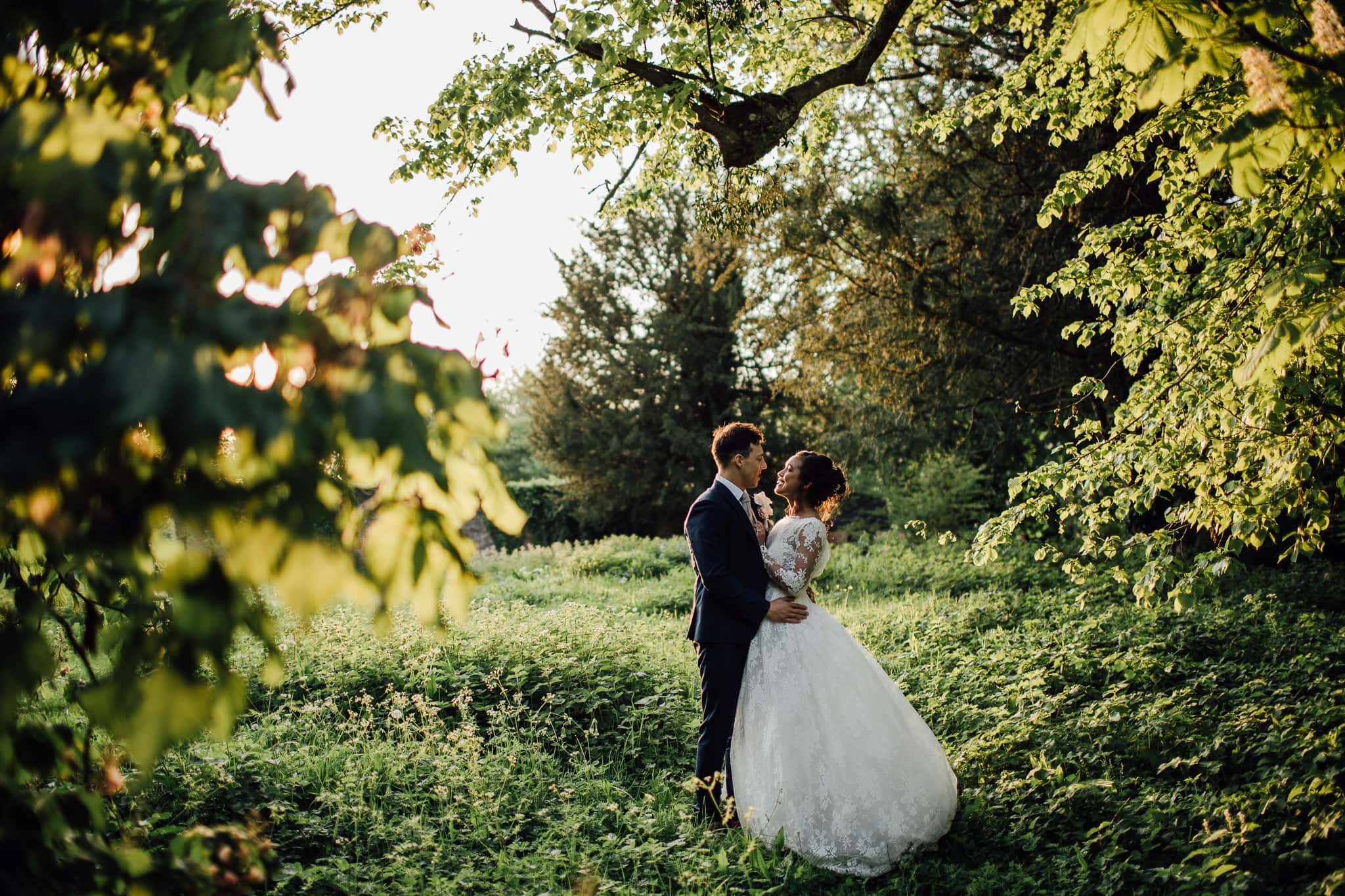 sunset portraits at Lainston House wedding