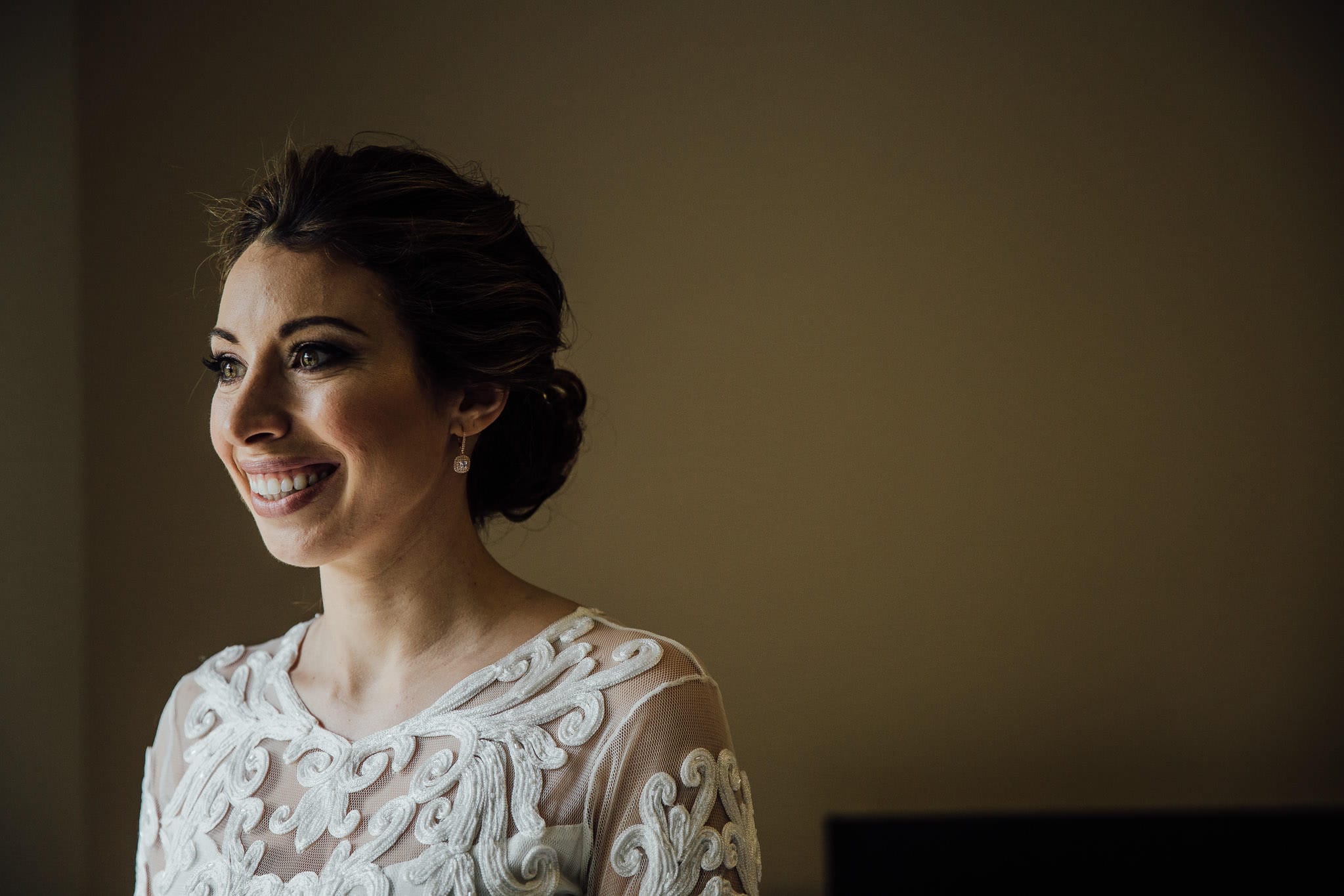 beautiful bride in window light