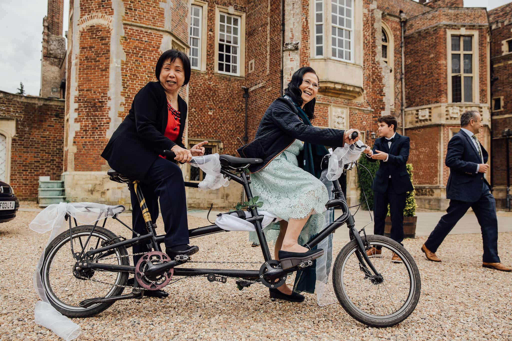 tandem bicycle at a wedding