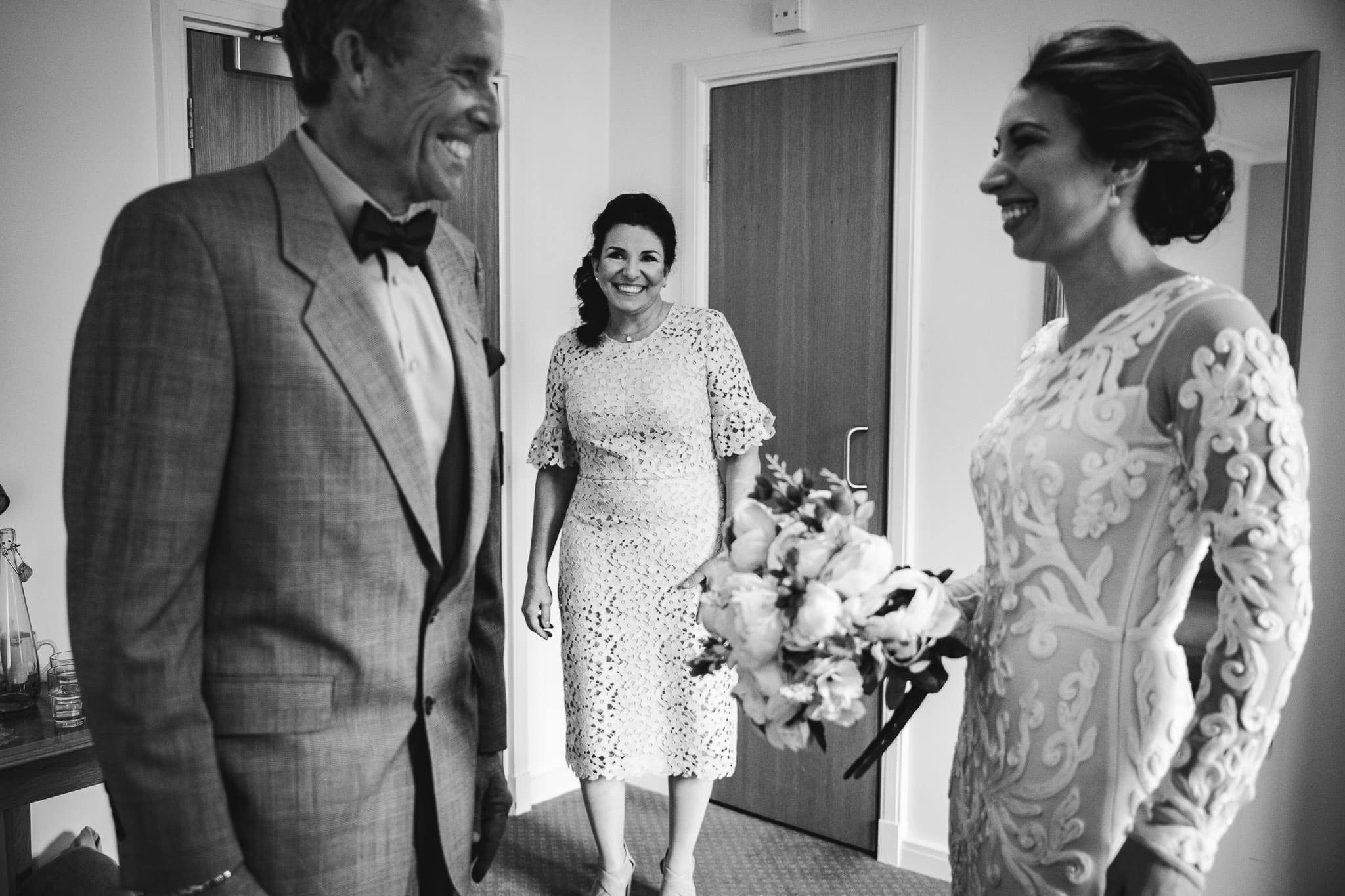 Mother of the bride with bride and father of the bride