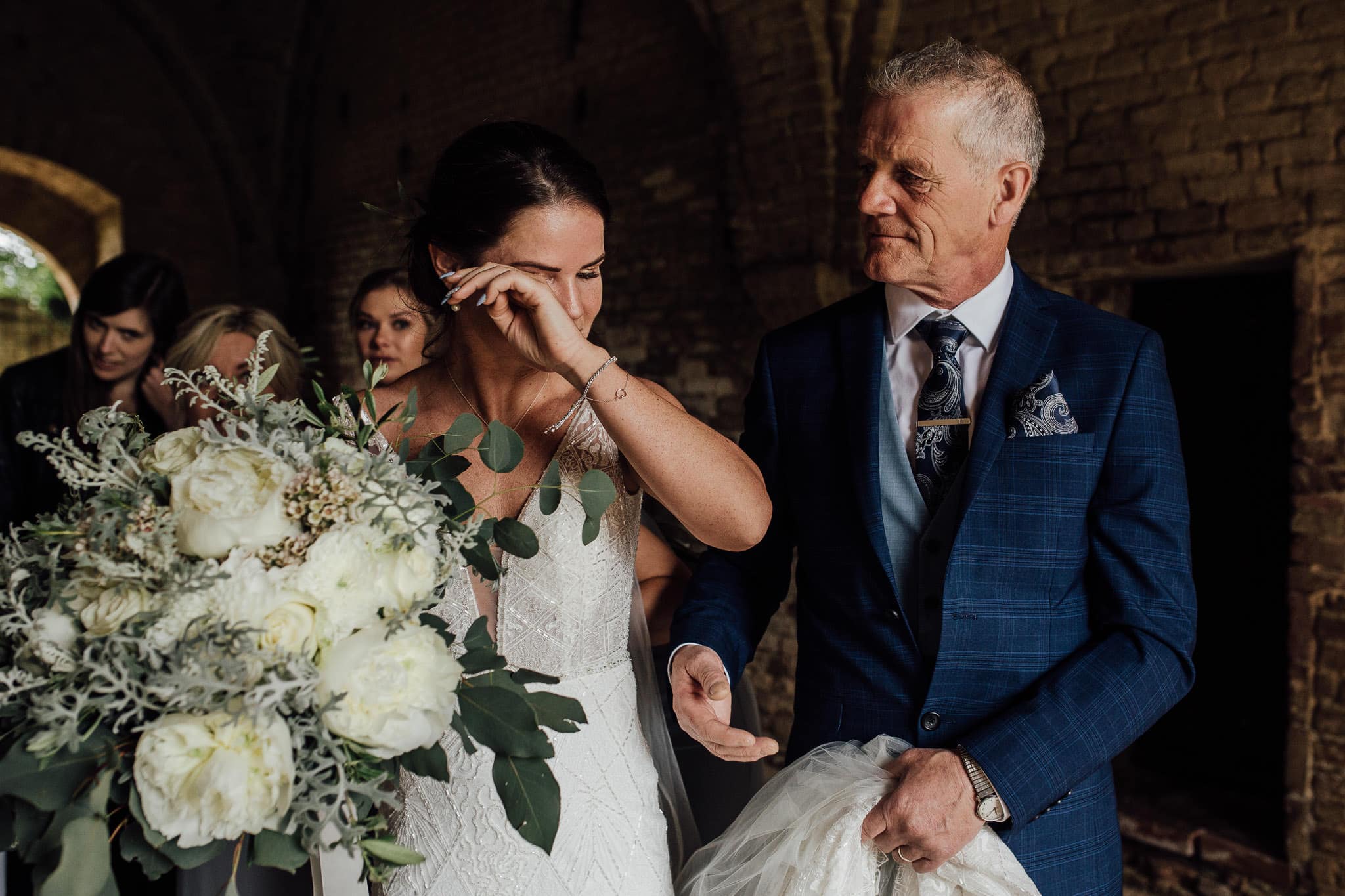 Italian bride emotional before ceremony