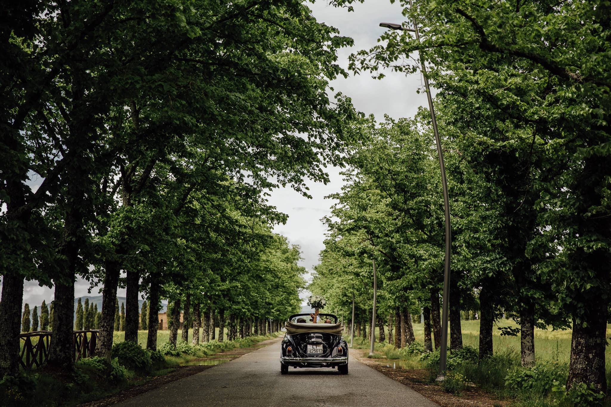 convertible VW Beetle for Tuscany wedding