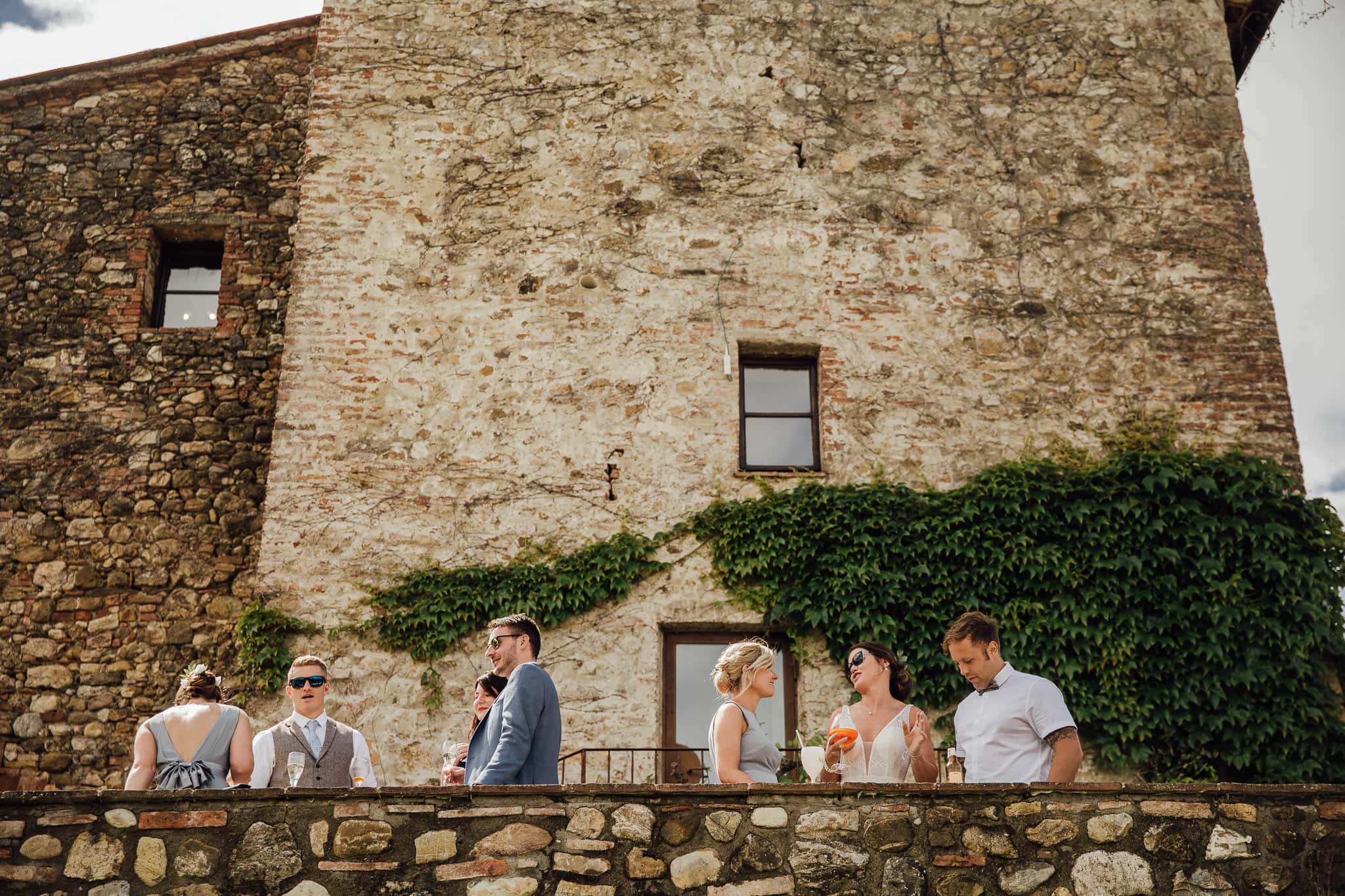 bride with friends at destination wedding