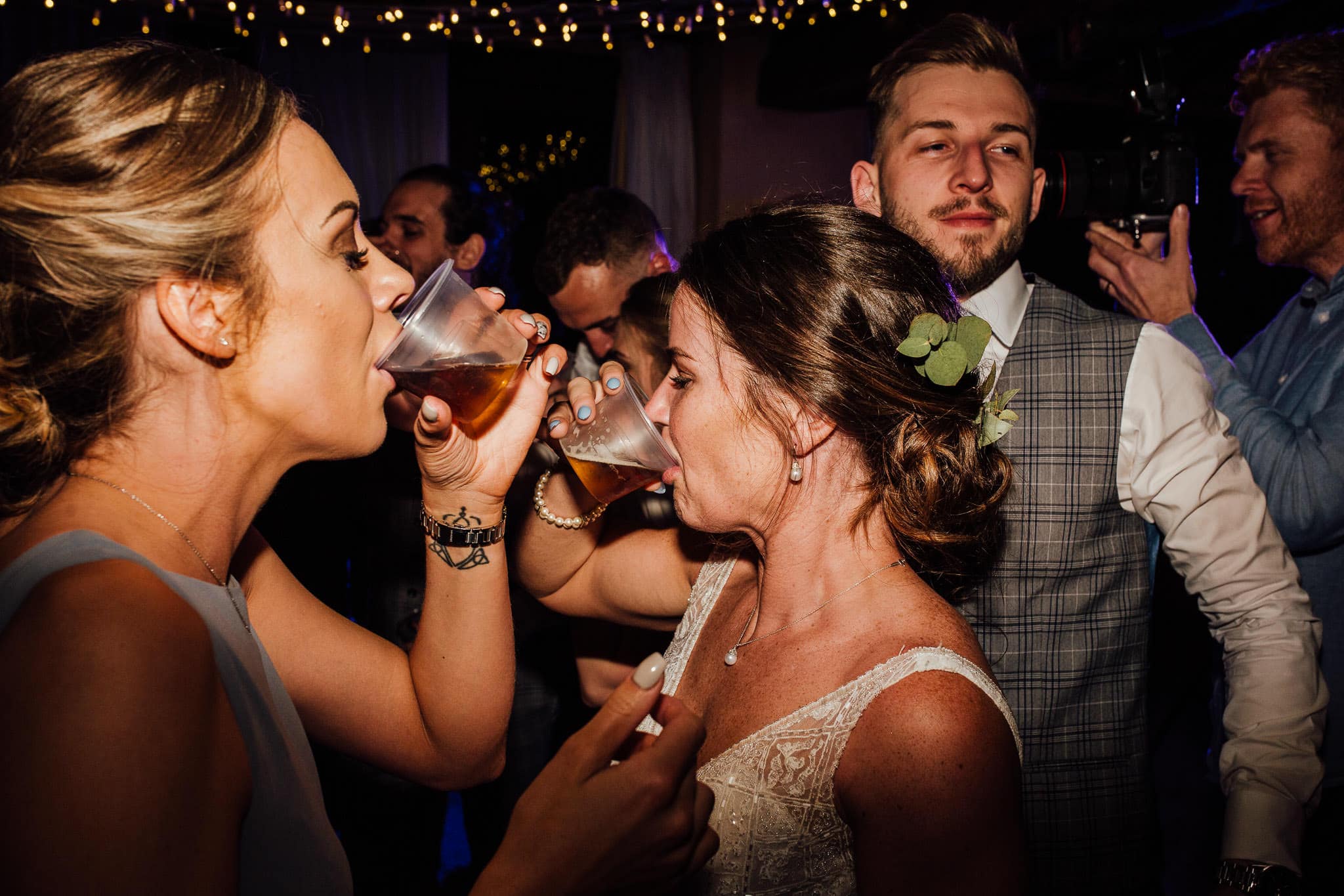 bride drinking a shot