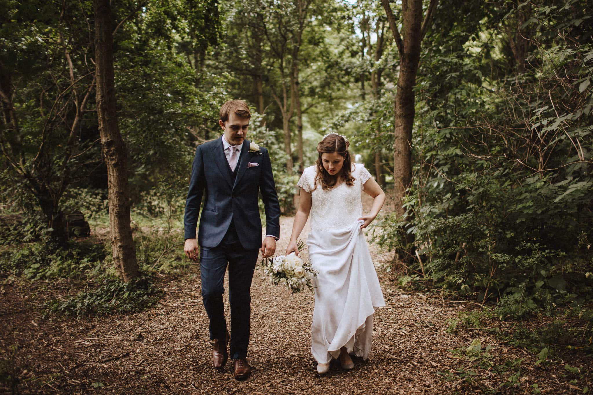 natural wedding portraits in the woods at West Bridgford, Nottingham