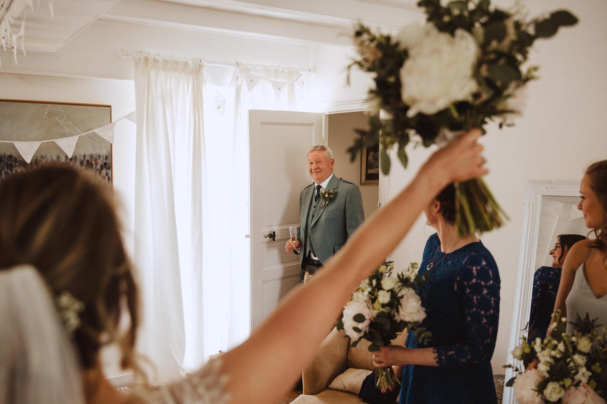 first look for Father of the bride at Flora Bridal gown