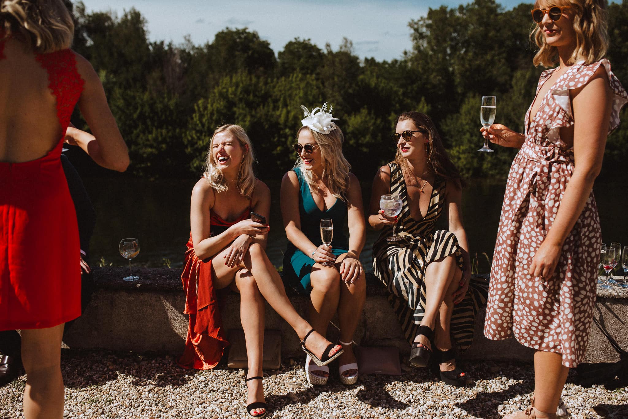 group of beautiful girls at wedding in the Dordogne France